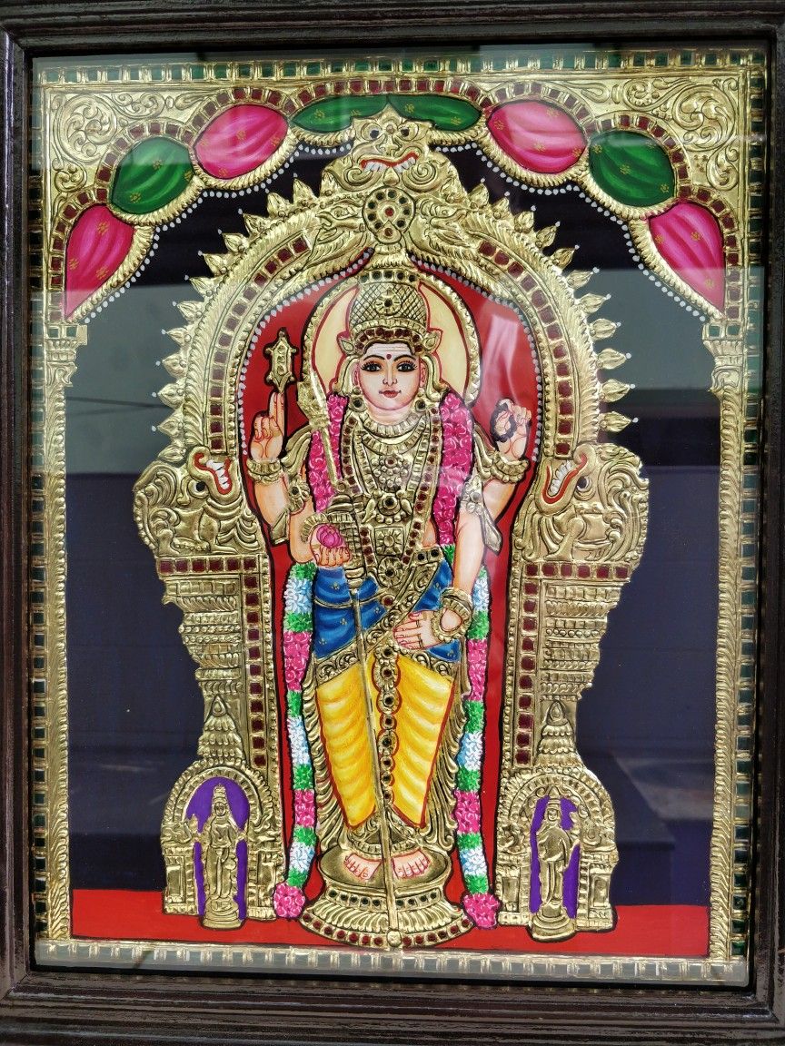 Thiruchendur Murugan. Tanjore painting, Lord murugan wallpaper, Painting