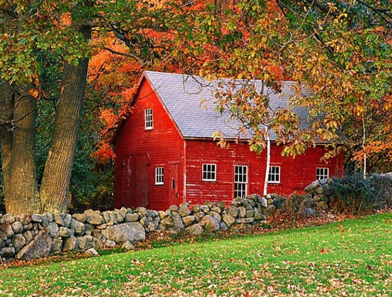 Autumn Red Barn Wallpaper Free Autumn Red Barn Background