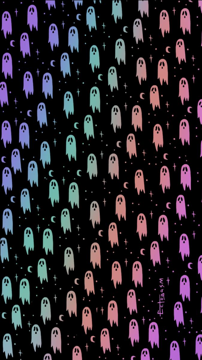 Rainbow Ghost Phone Wallpaper