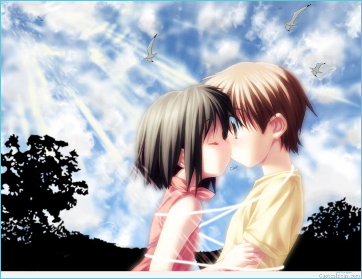 And Anime Couples Cute Love Wallpaper HD Image Dark Anime Kiss Wallpaper