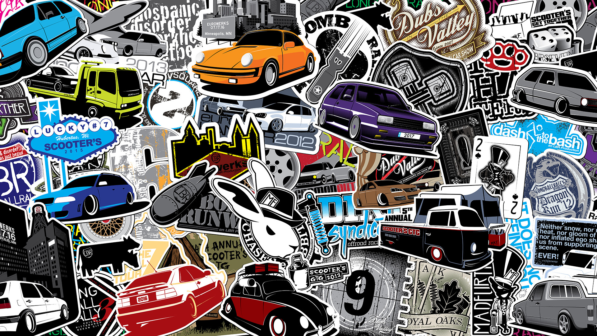 Sticker Bomb Collage Desktop For Data Src Graphic Design Cars
