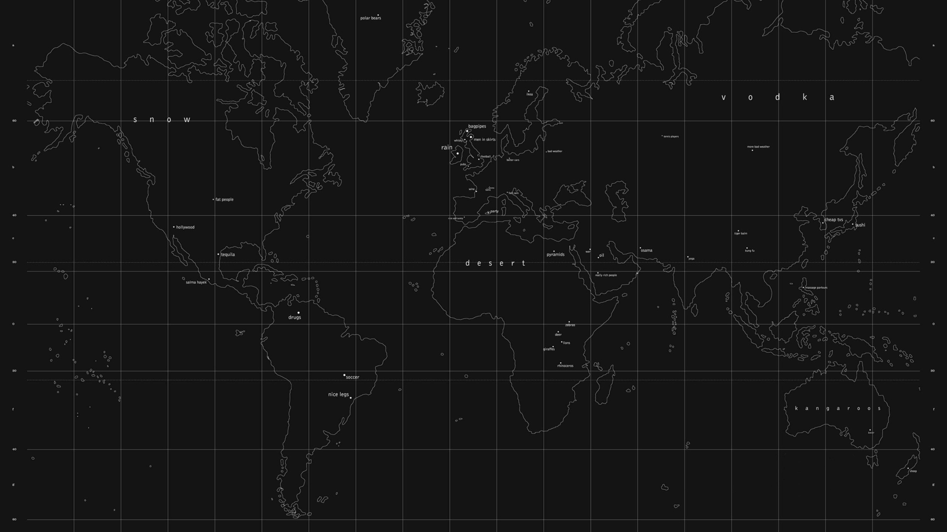 1920x1080 world map, black