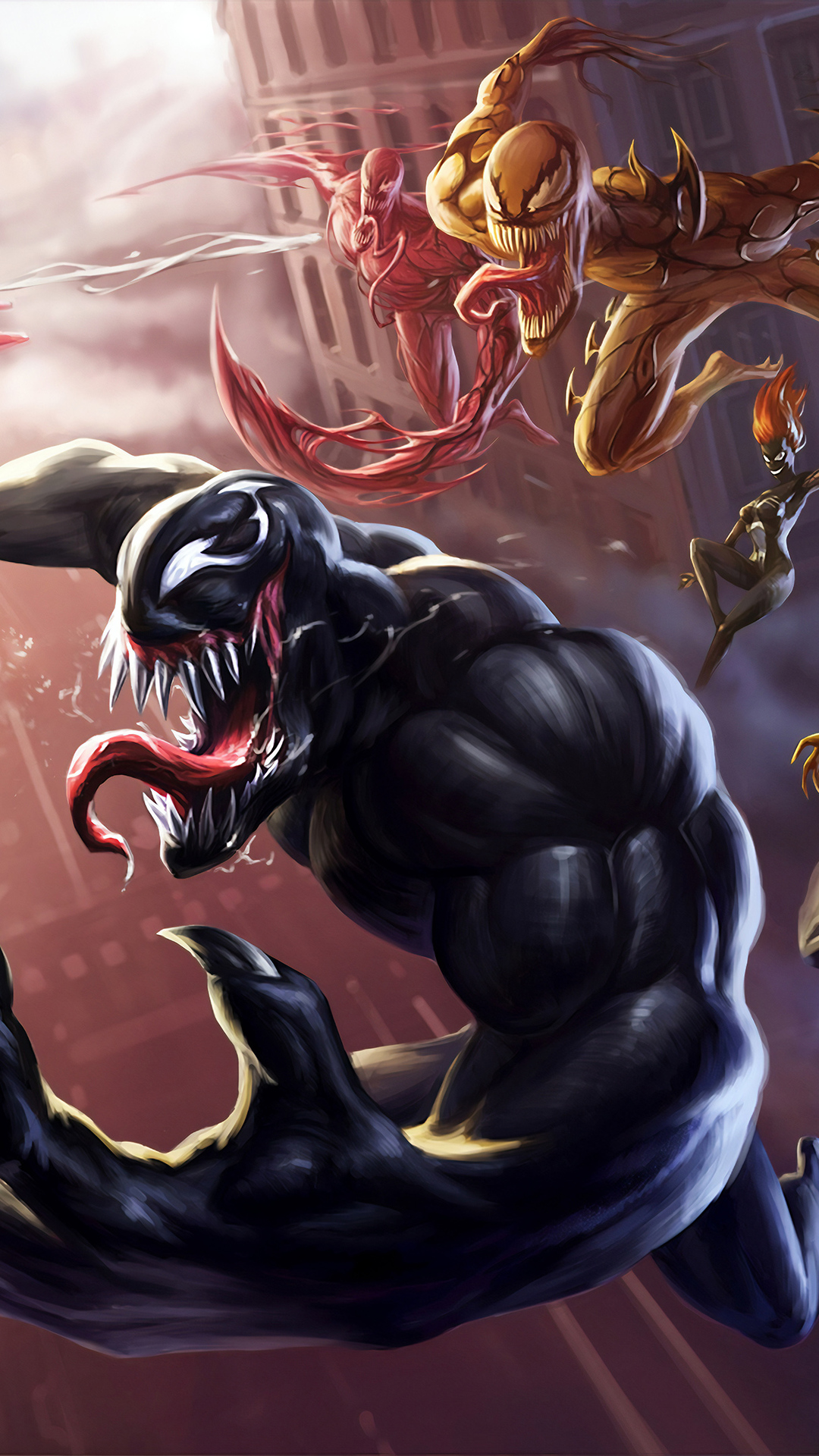 1080x1920 spiderman, venom, superheroes, carnage, artist, artwork, digital art, HD for iPhone 8 wallpaper