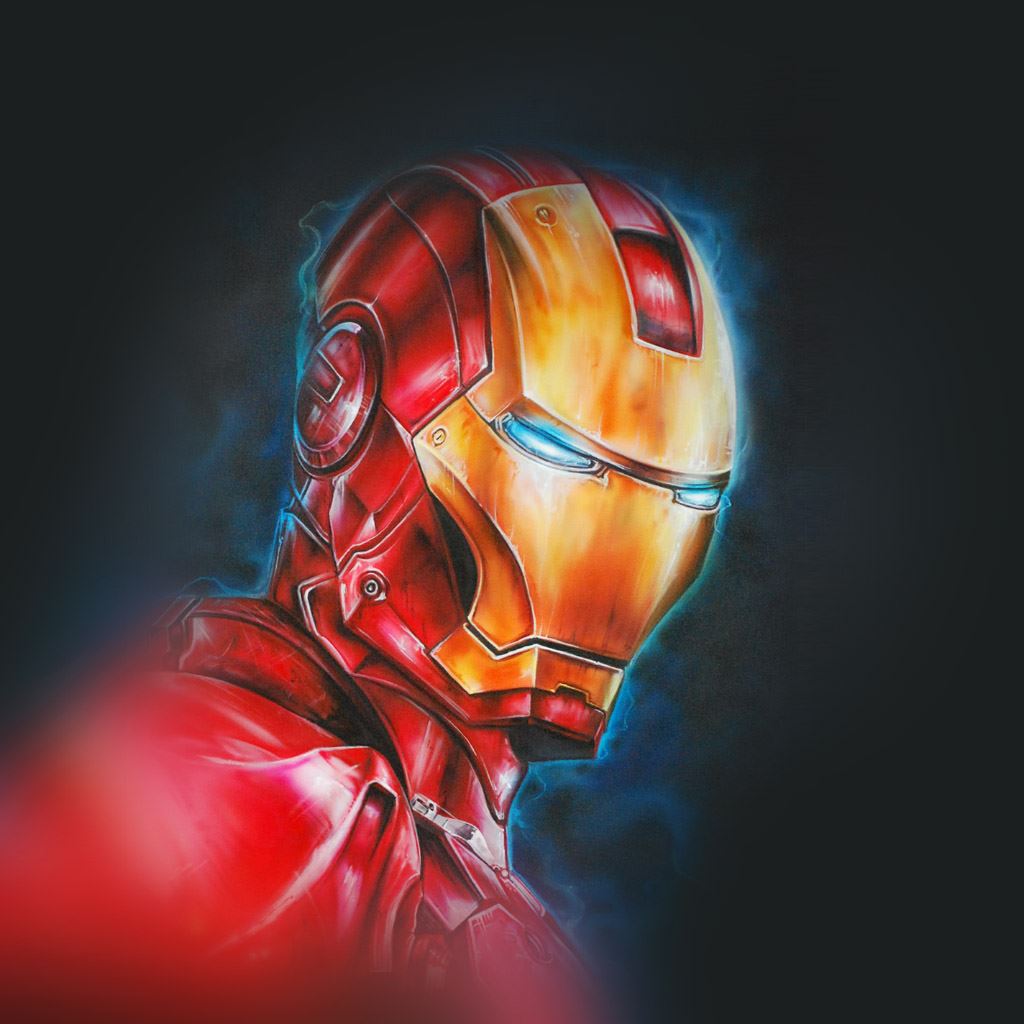 Ironman Portrait Art Bokeh iPad Wallpaper Free Download