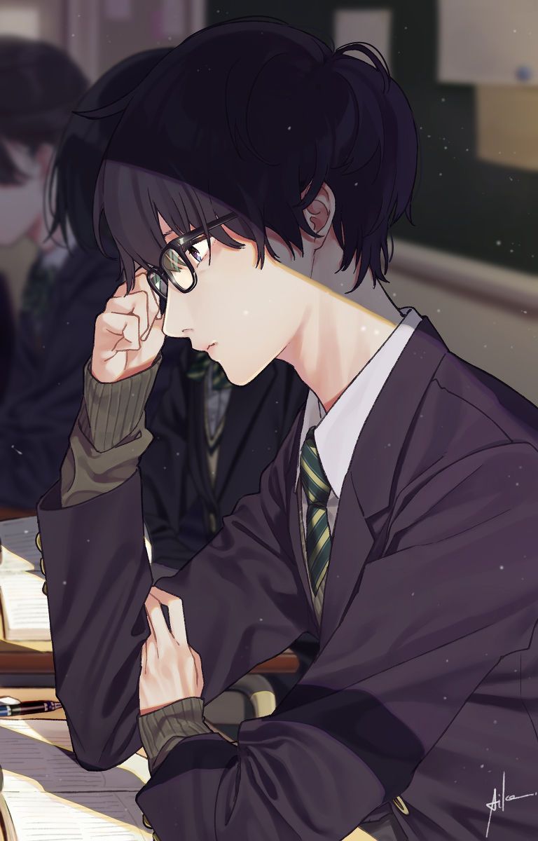 イラスト. Anime glasses boy, Anime guys with glasses, Cute anime guys