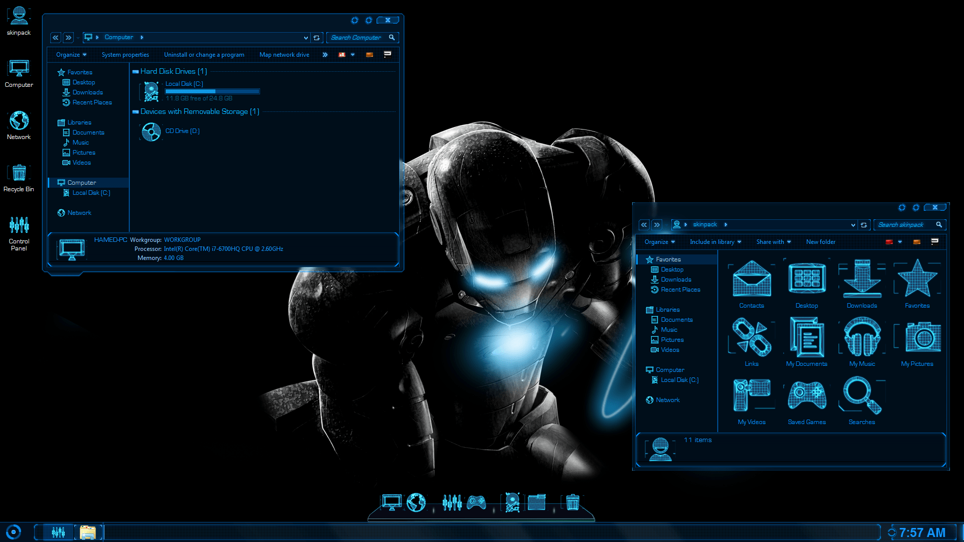 Jarvis SkinPack for Windows 7\8.1\10 19H1. 19H2. 20H1 Pack Theme for Windows 10