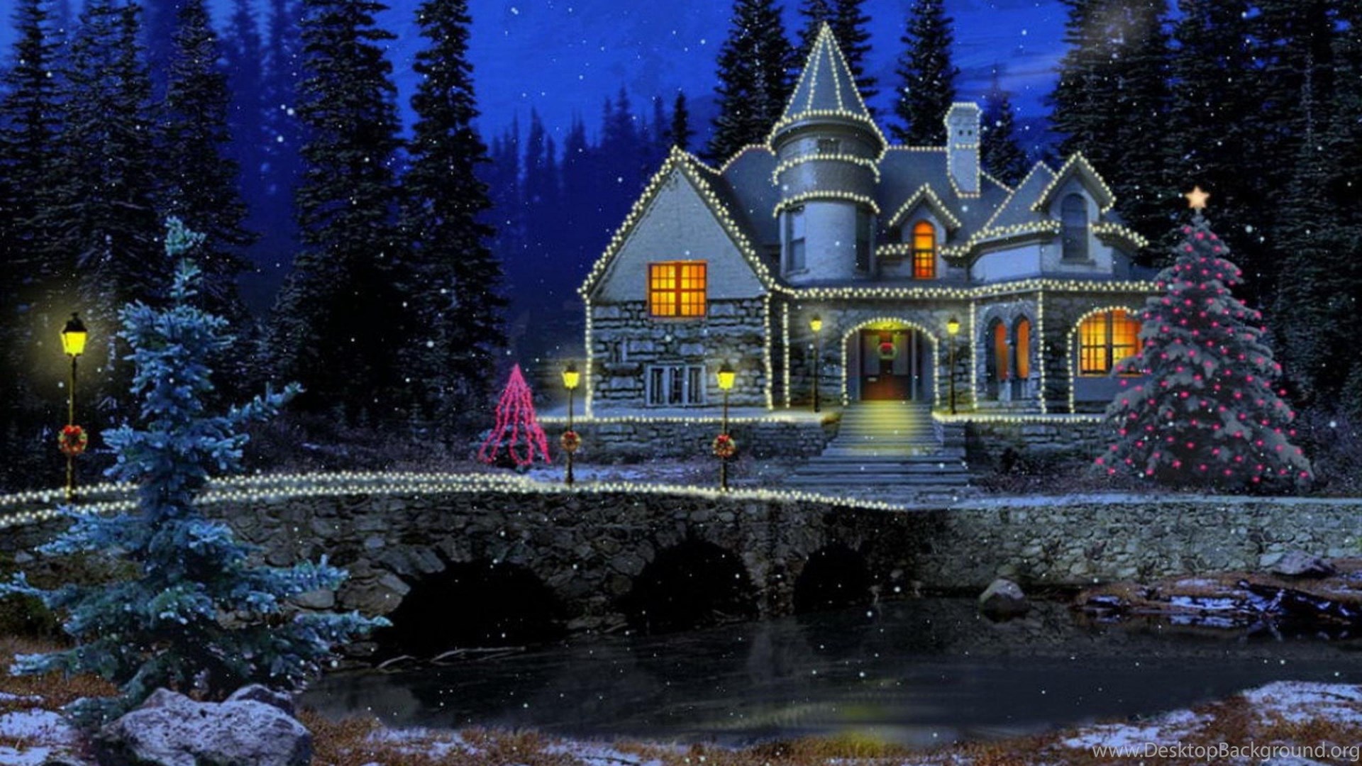 Beautiful Winter Night Wallpaper Desktop Background