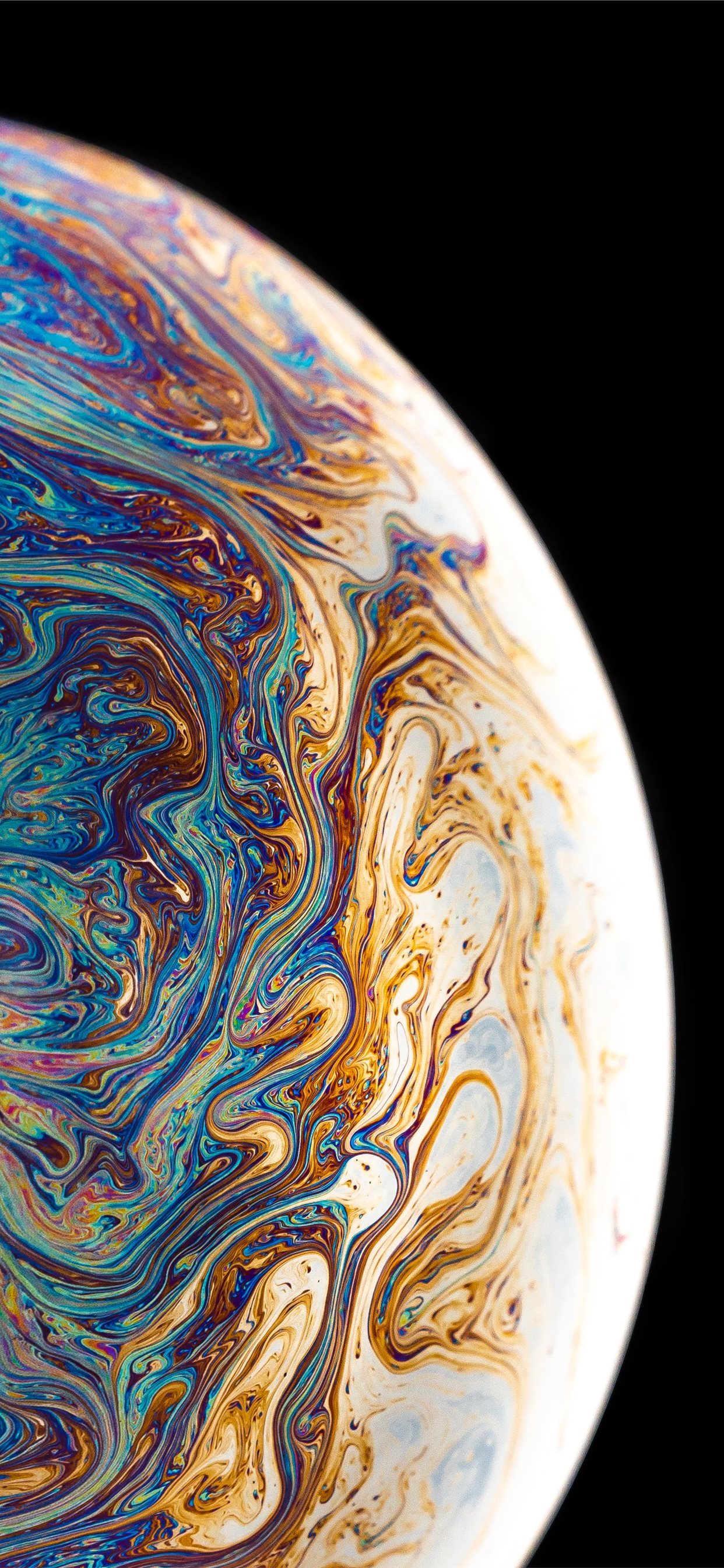 blue yellow and brown planet with black background iPhone X Wallpaper Free Download