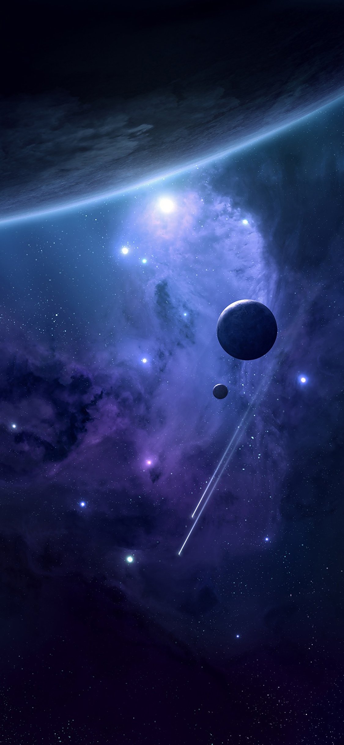planets space blue art