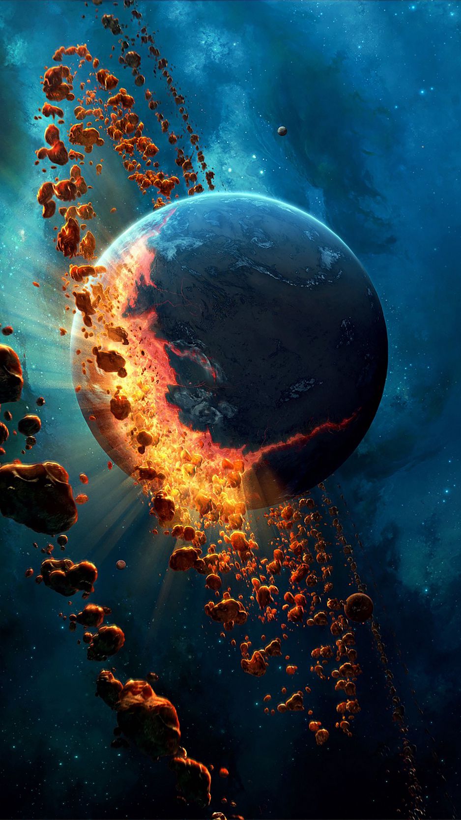 Download Wallpaper 938x1668 Planet, Asteroids, Space, Gravity Iphone 8 7 6s 6 For Parallax HD Background