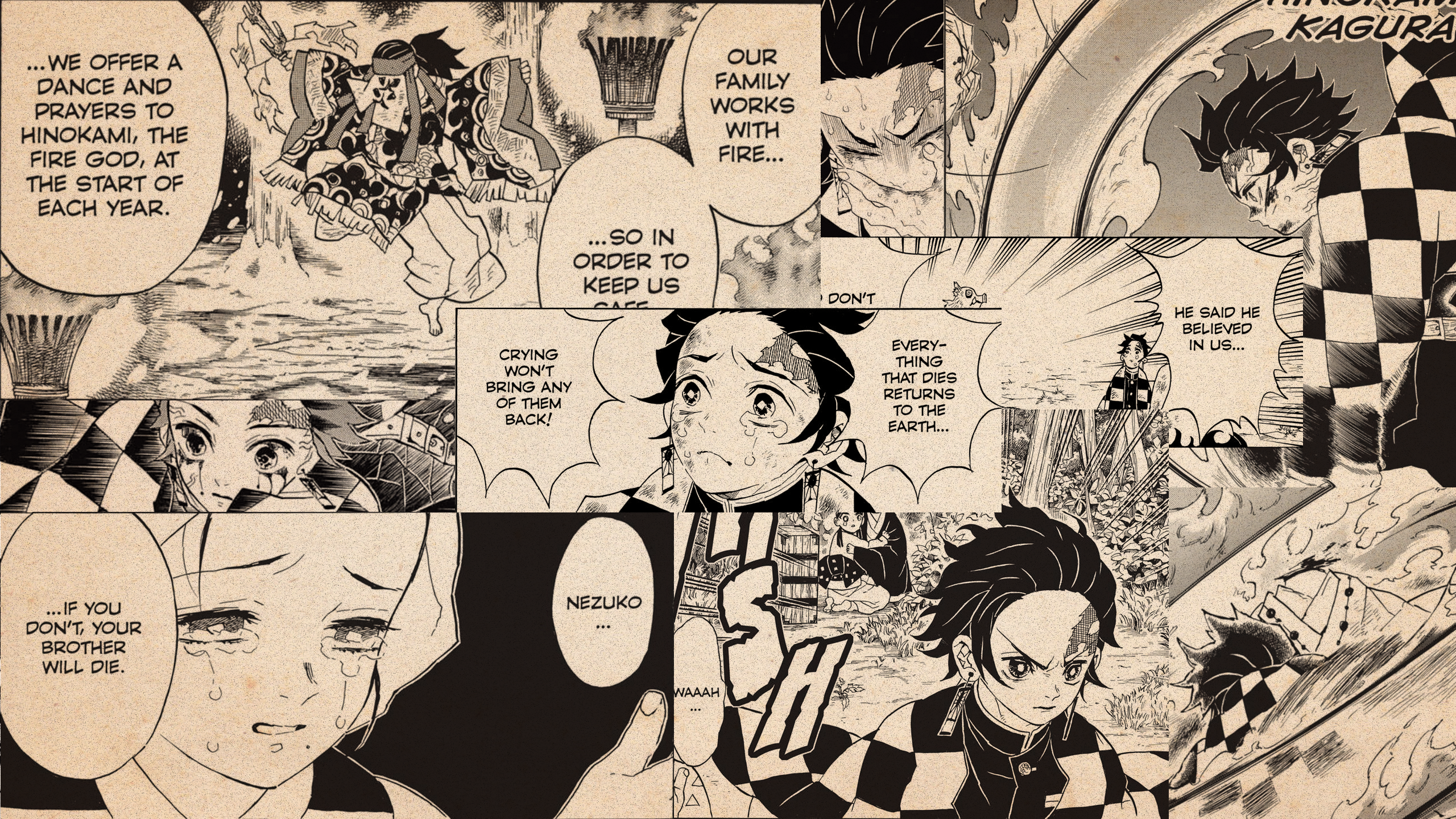 wallpaper made out of some of my favorite manga panels: KimetsuNoYaiba