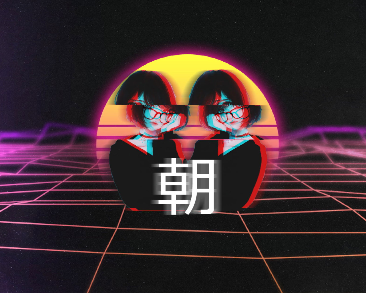 Vaporwave wallpaper, anime, anime girls, glitch art, grid • Wallpaper For You HD Wallpaper For Desktop & Mobile