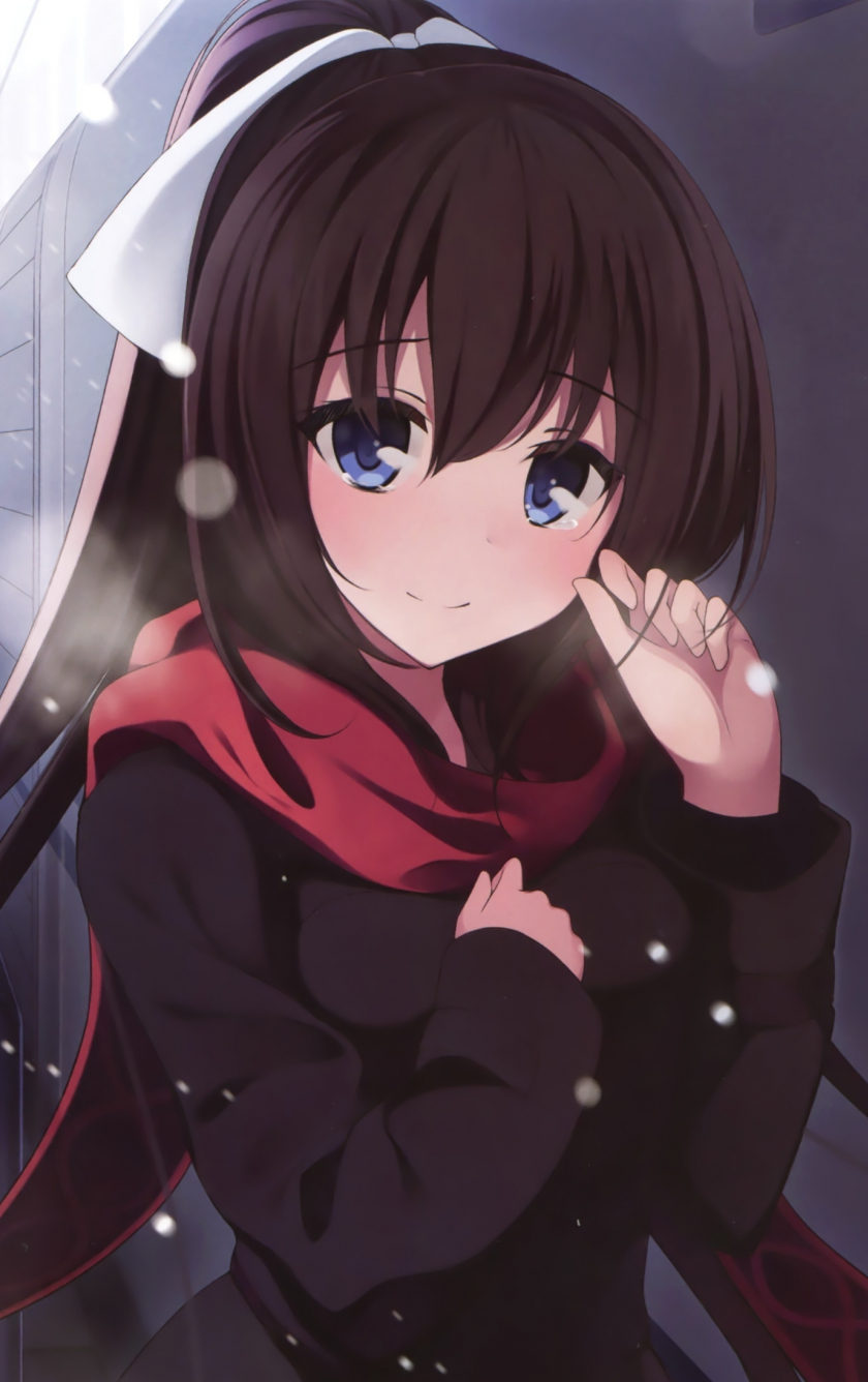 Download 840x1336 wallpaper cute, blue eyes, anime girl, winter, iphone 5, iphone 5s, iphone 5c, ipod touch, 840x1336 HD image, background, 3845