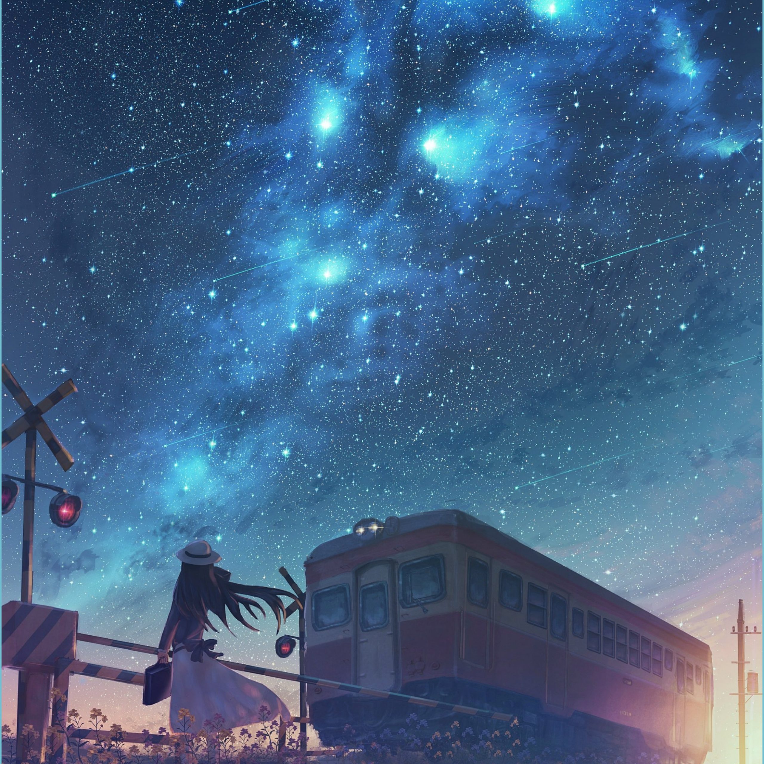 Night Sky Anime Wallpaper Scenery Night Sky Wallpaper