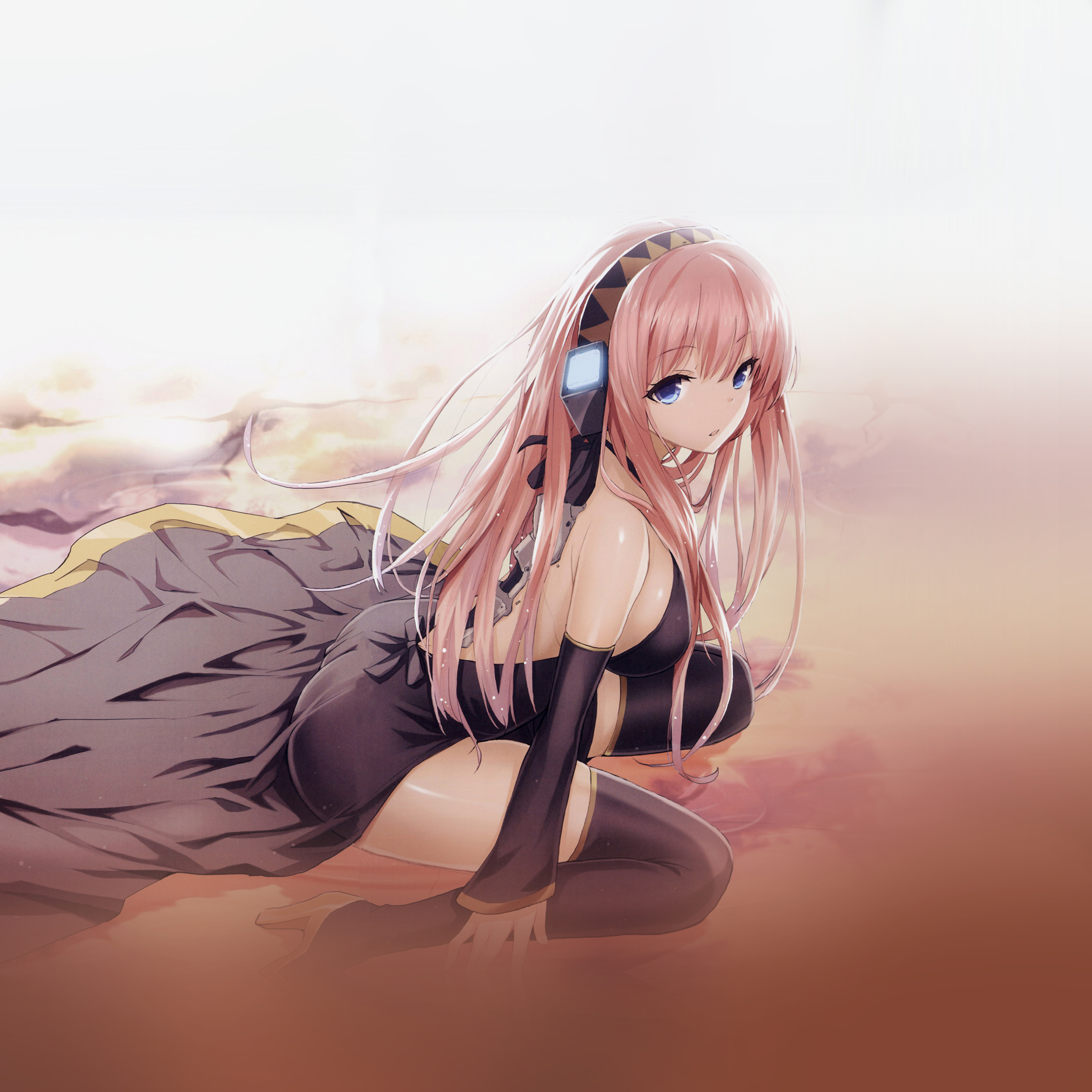 Android wallpaper. pink hair girl anime illust art