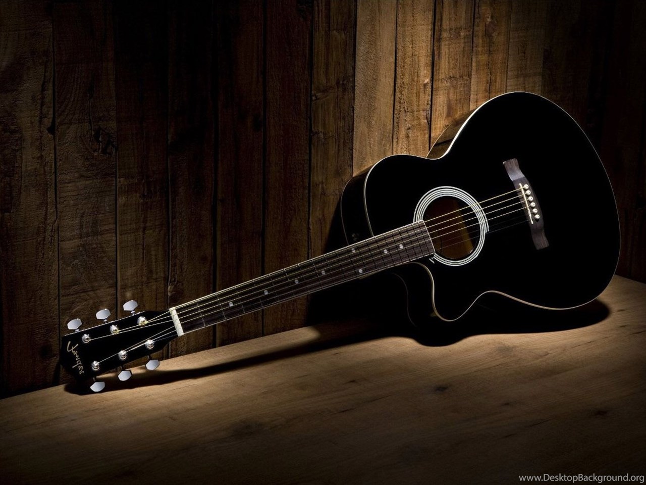 Download Black Acoustic Guitar HD Desktop Background
