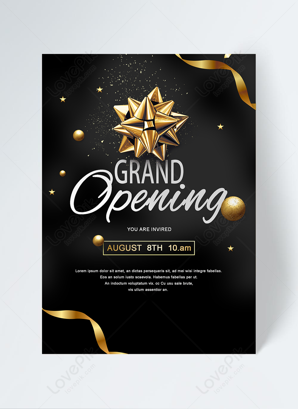 Grand opening poster black gold invitation image_picture free download 465008663_lovepik.com