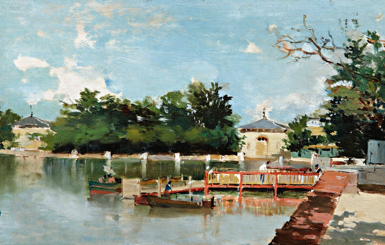 Wallpaper landscape, picture, Joaquin Sorolla, Joaquin Sorolla and Bastida, Marina view in the gardens of the Retiro. Madrid image for desktop, section живопись