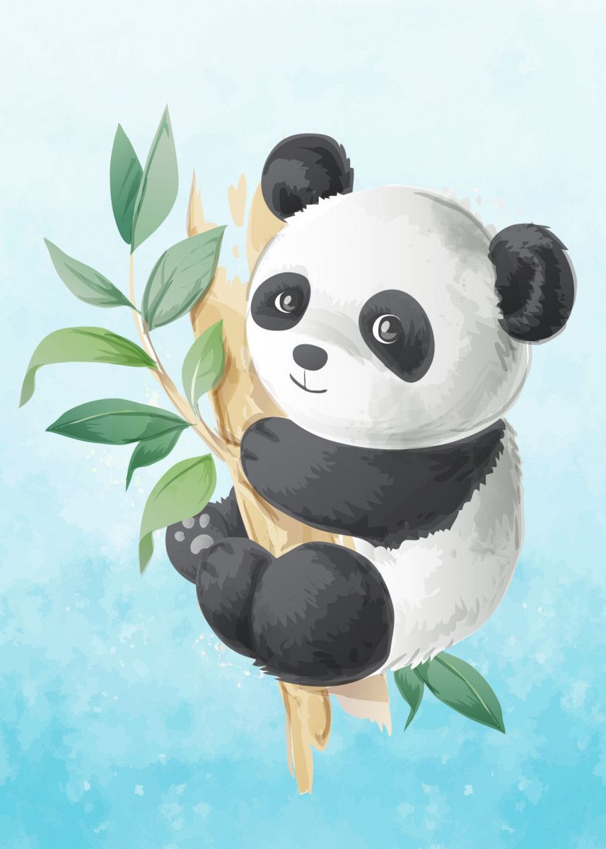 panda watercolor' Poster by Queensy Collin. Displate. Cartoon panda, Panda illustration, Cute panda drawing