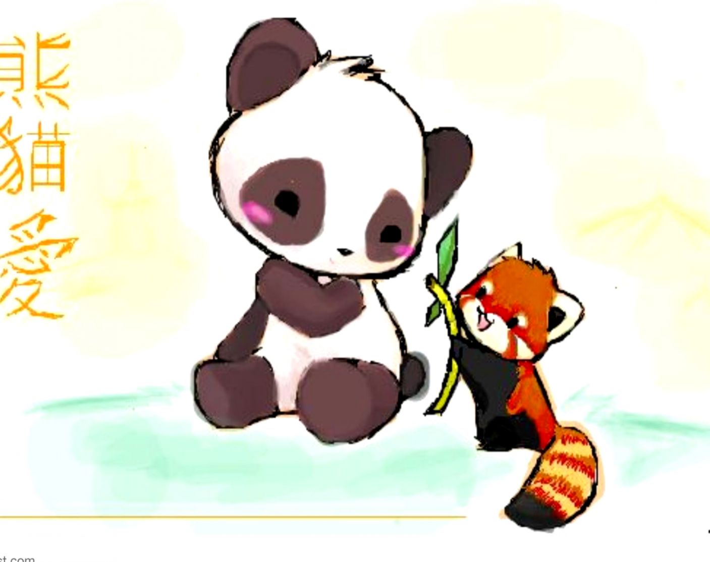 Kawaii Cute Panda Cartoon Wallpaper