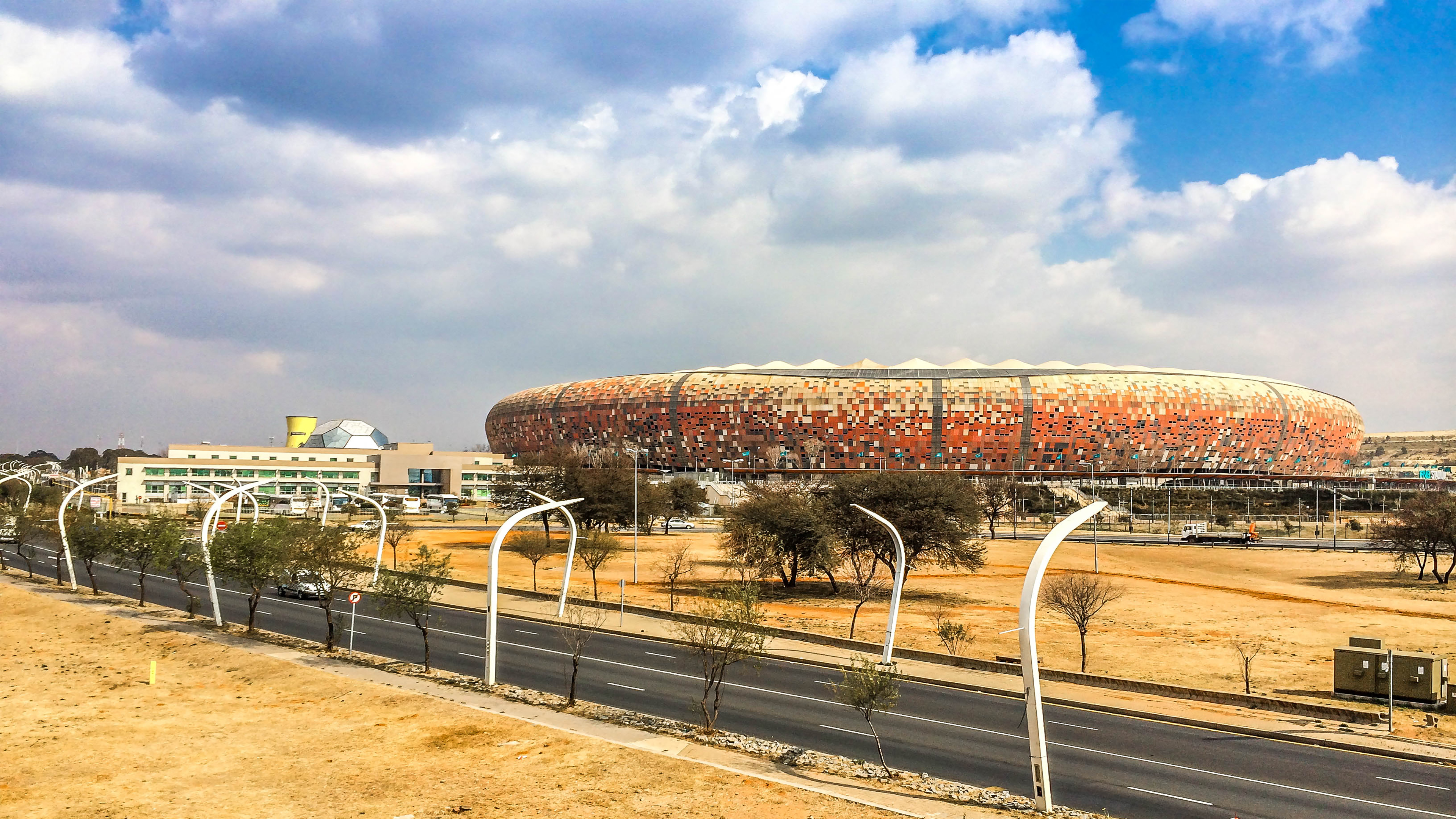 Wallpaper, city, sky, Africa, soccer, stadium, structure, arena, Johannesburg, cloud, panoramic, football, south, sport venue, fnb 3840x2160
