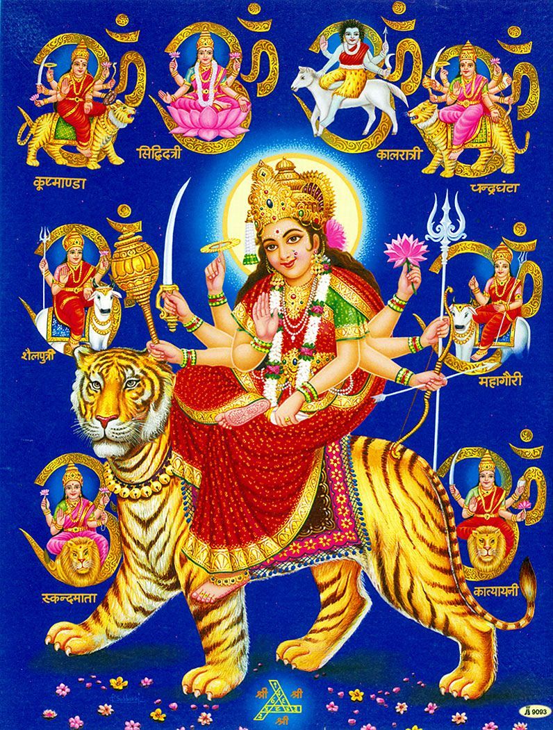 Navadurga - Nine Form of Durga (Poster with Glitter) | Durga images, Durga  maa, Maa durga image