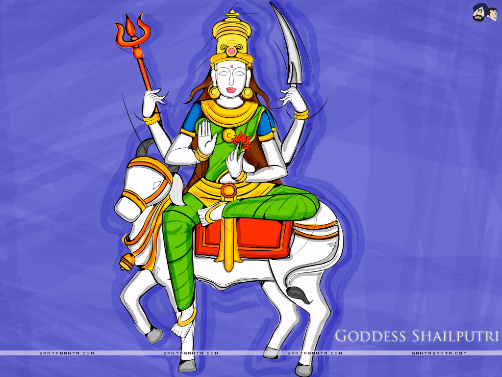 Goddess Shailputri manifestation of the Hindu goddess, Durga and the first Navadurga
