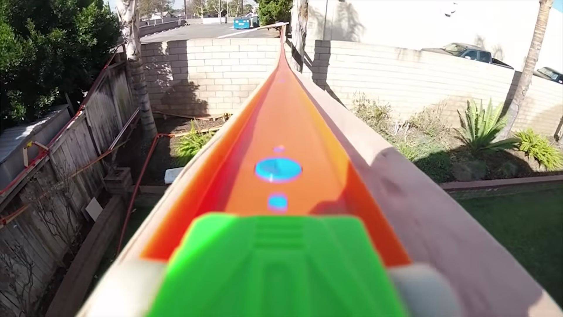 Ride On A Hot Wheels Car Through A Two Story, Yard Filling Track