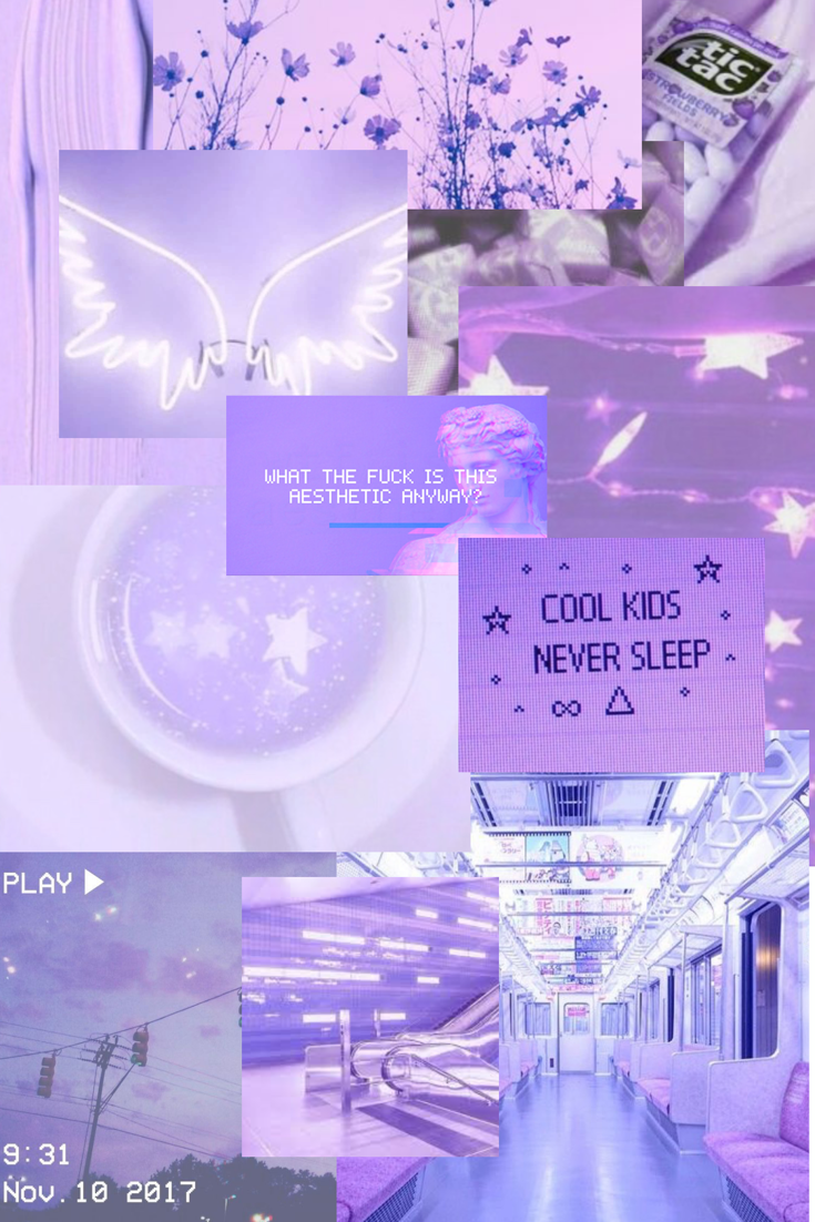 An aesthetic pastel purple collage I made. - #aesthetic #collage #pastel # purple. Ungu, Foto sampul, Ruang seni