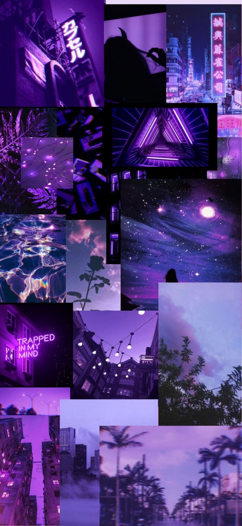 Neon Purple Aesthetic Collage Kit. Boujee Purple Mood Board