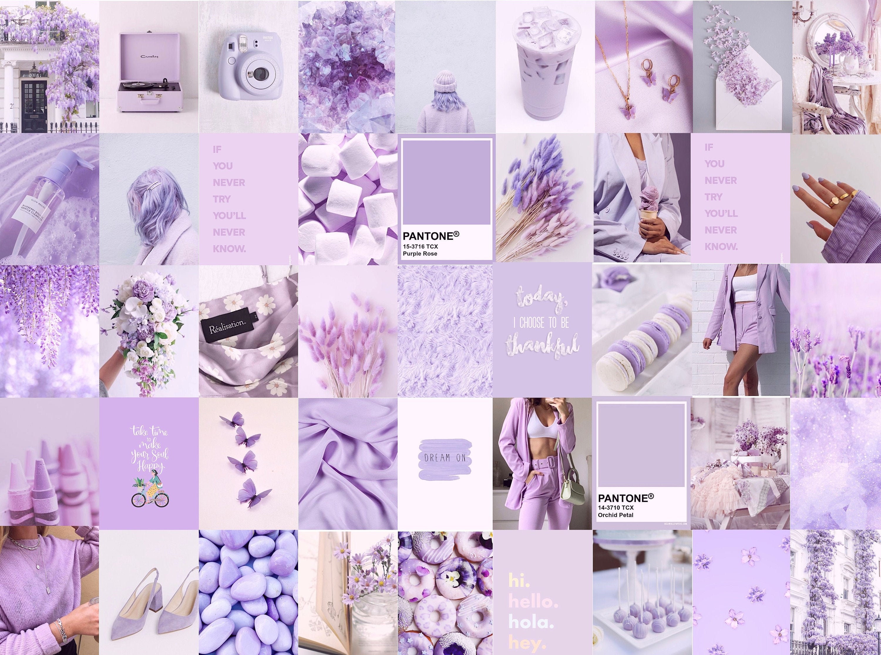 Photo Wall Collage Kit Lavender Light Purple Aesthetic set. Etsy New Zealand