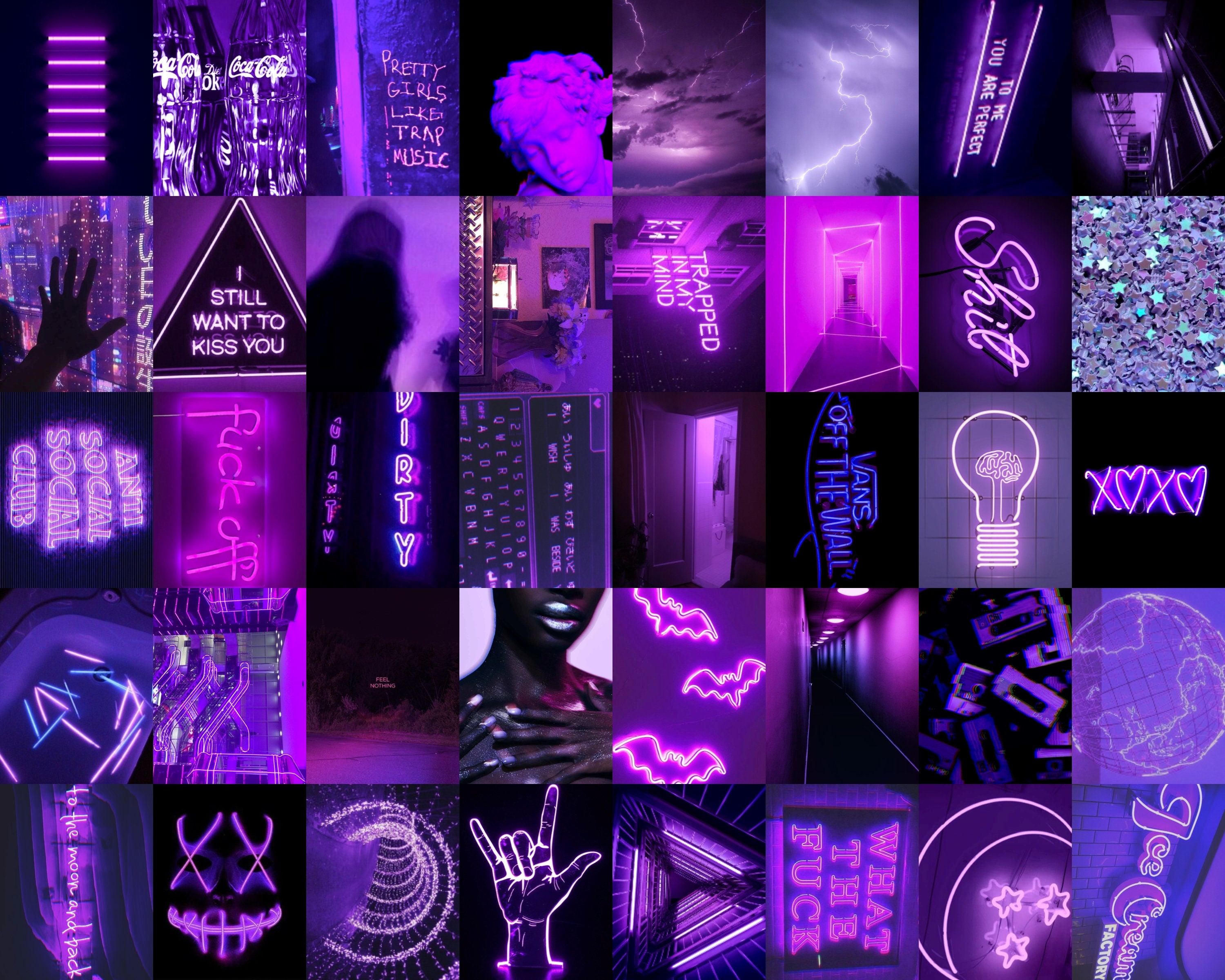 Aesthetic Neon Purple Wall Collage