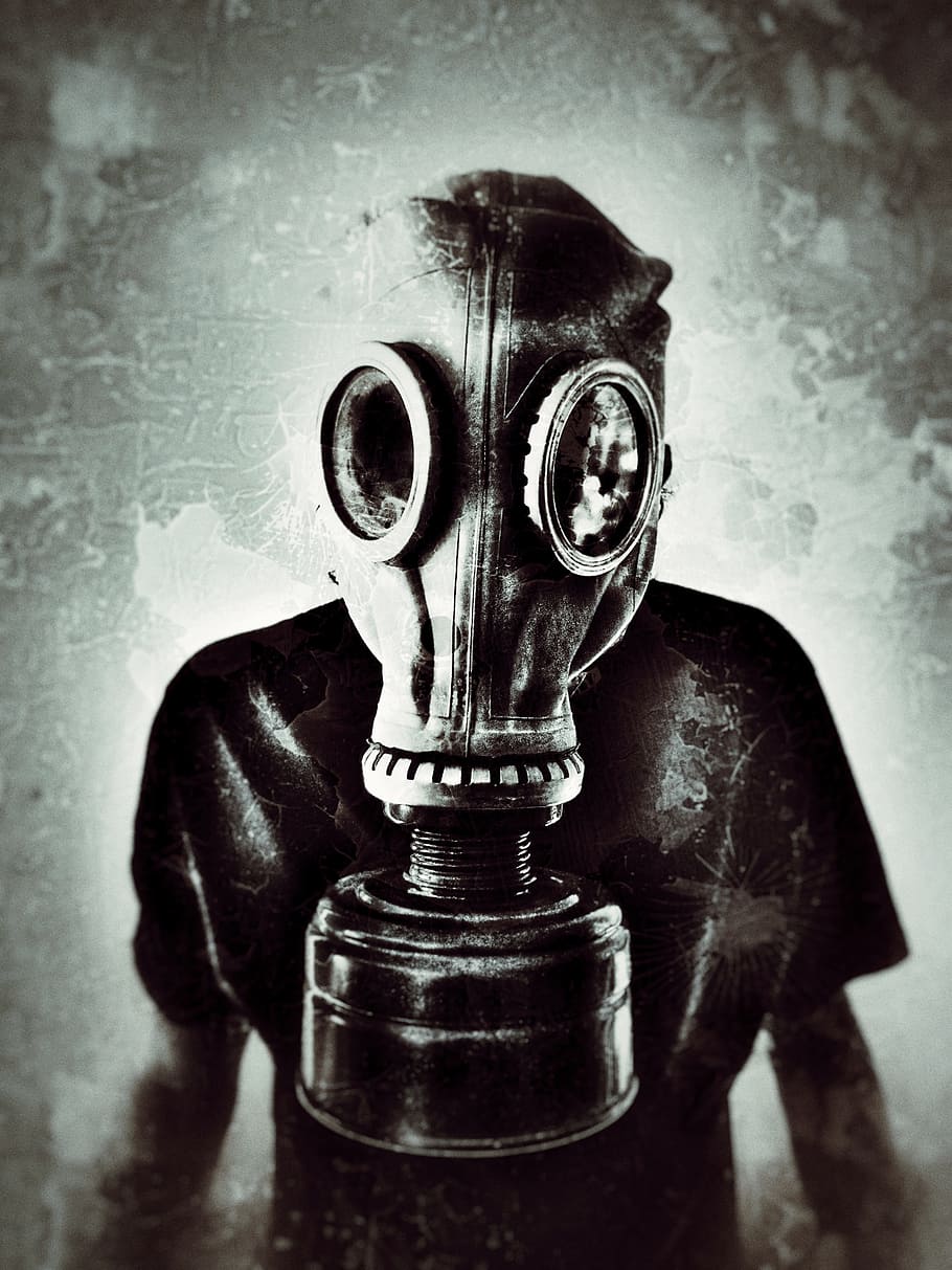 Person Wearing Gas Mask, Grunge, Gases, Toxic, Respirator, With Gas Mask