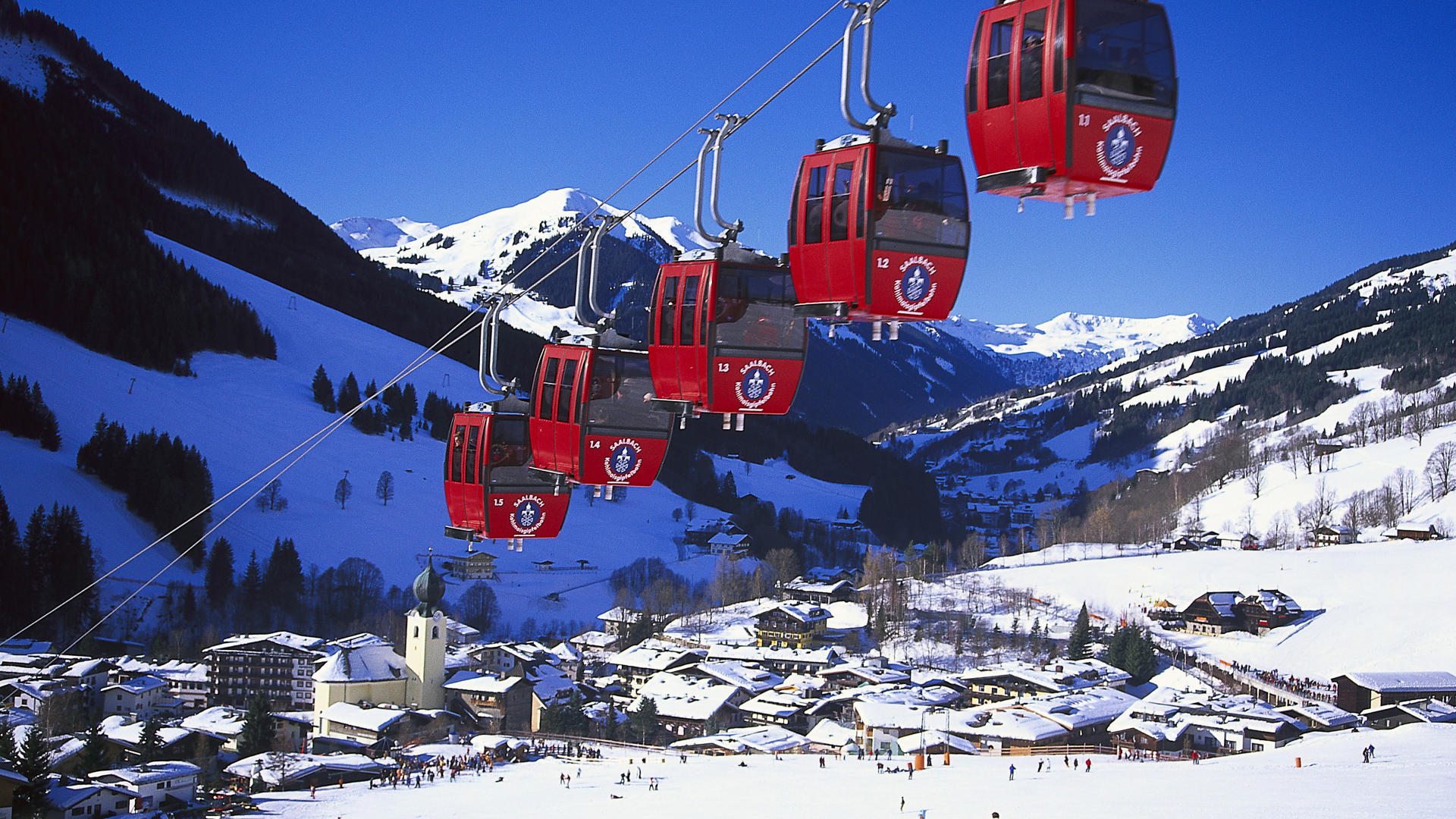 mountains, Snow, Austria, Snow, Landscapes, Cable, Car, Saalbach hinterglemm Wallpaper HD / Desktop and Mobile Background