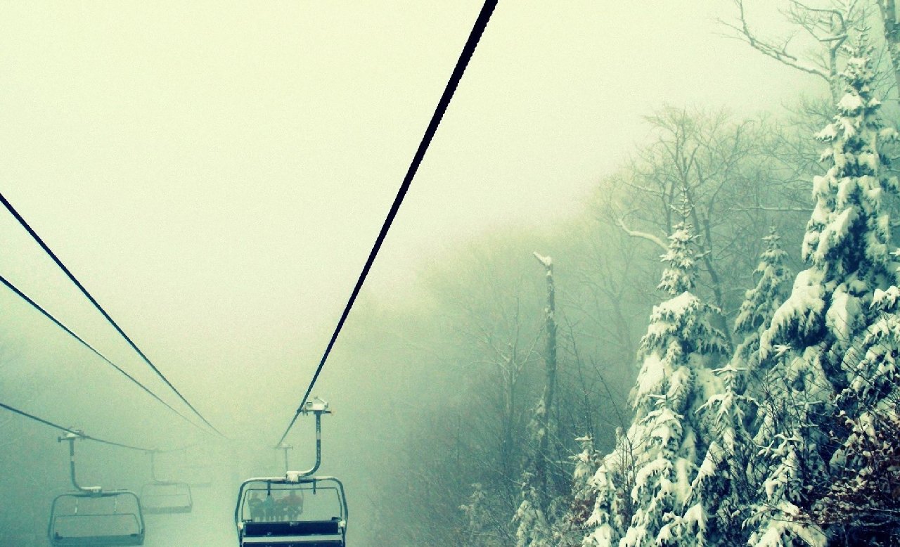Nature Winter Snow Forest Monochrome Cable Car Desktop Background Wallpaper