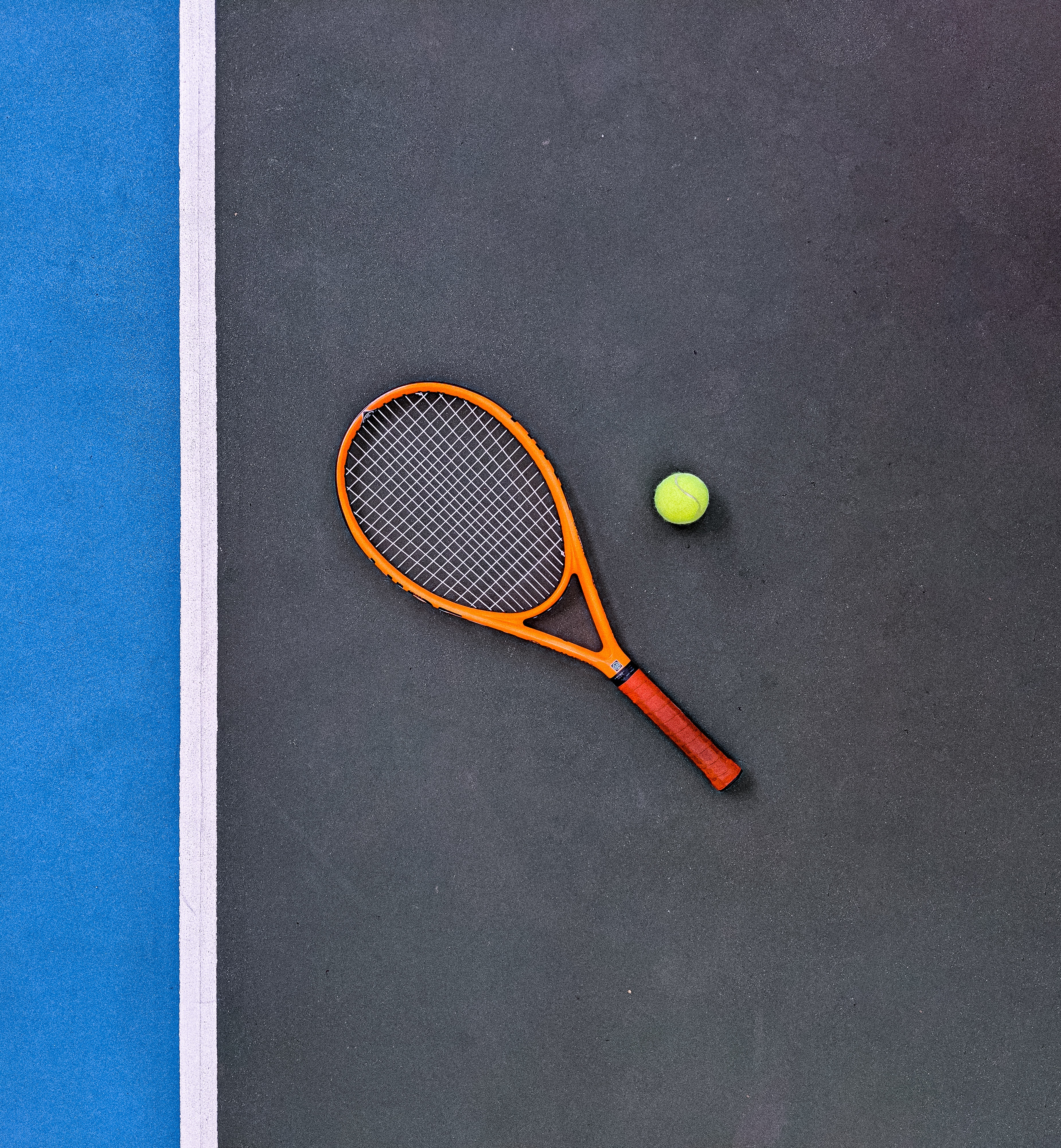 Orange Tennis Racket Beside Green Tennis Ball · Free