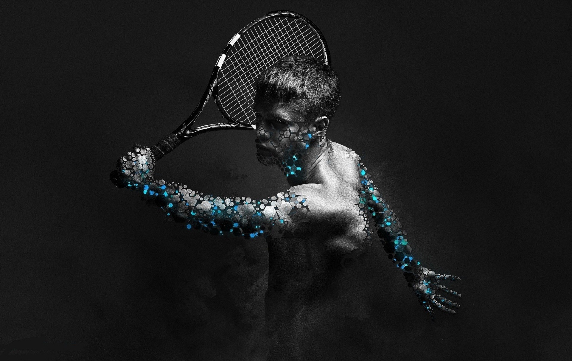 tennis, Tennis Rackets, Selective Coloring, Men, Digital Art, Simple Background Wallpaper HD / Desktop and Mobile Background