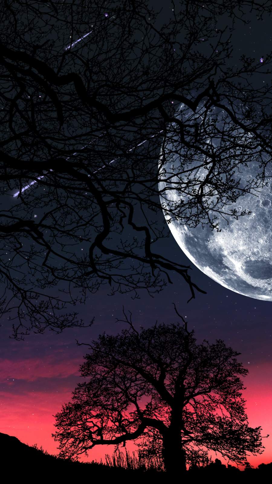 Moon Tree Silhouette Wallpaper, iPhone Wallpaper