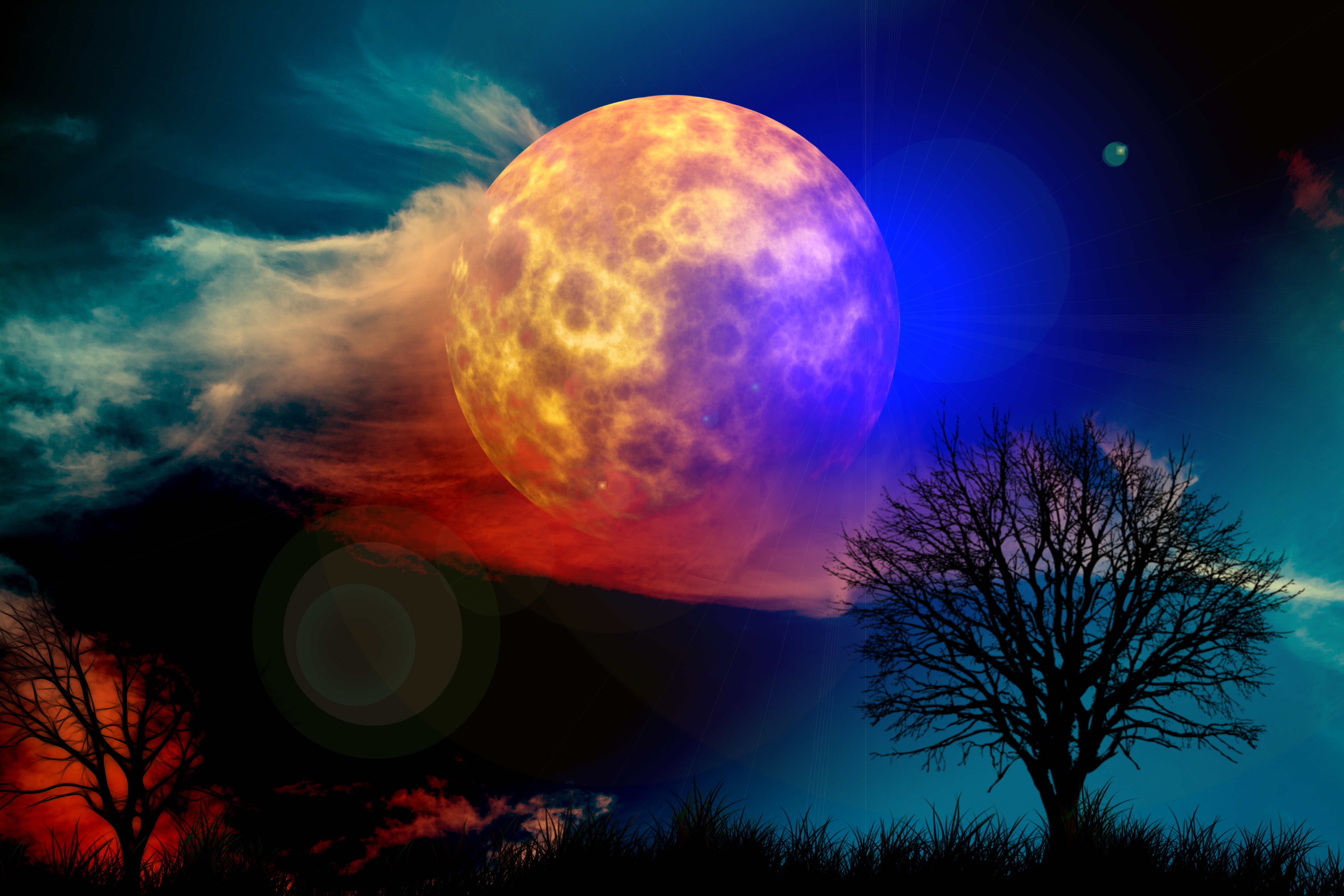 Moon tree clouds wallpaper kahl free image download