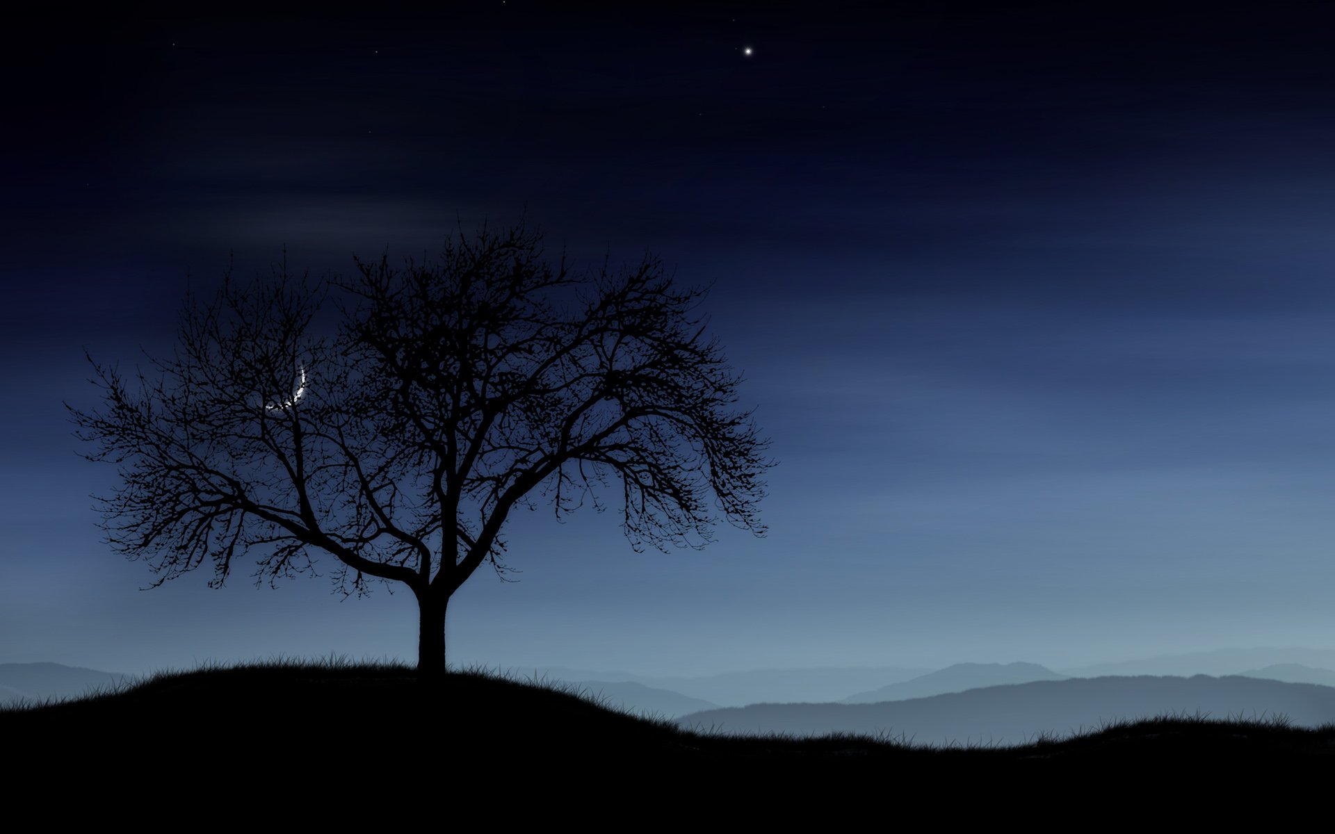 Background, moon, tree, vladstudio