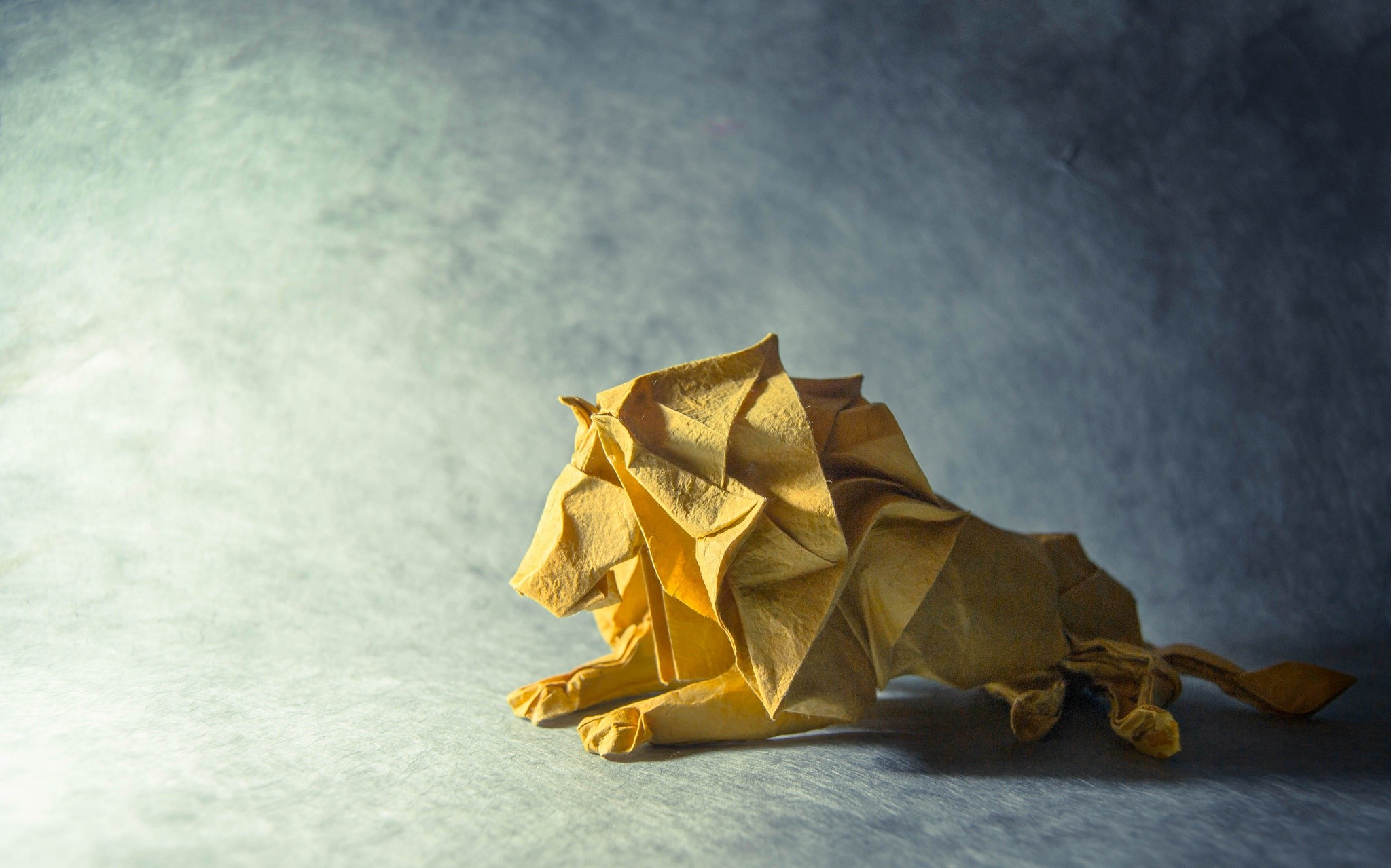 Wallpaper, animals, lion, yellow, craft, ART, computer wallpaper, still life photography, origami paper, art paper, 2048x1279 px, creative arts 2048x1279