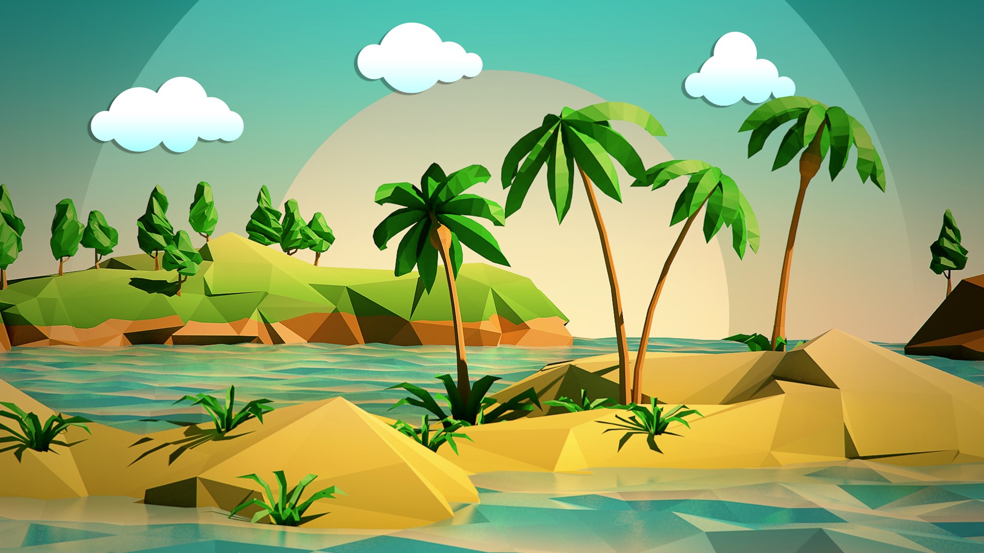 #digital art, #low poly, #nature, #minimalism, wallpaper. Mocah HD Wallpaper