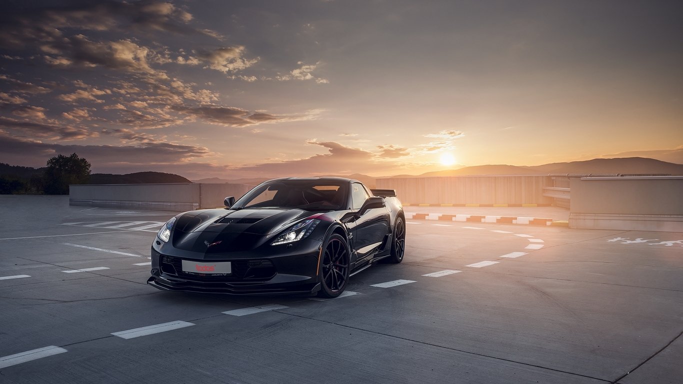 Black Corvette 1366x768 Resolution HD 4k Wallpaper, Image, Background, Photo and Picture