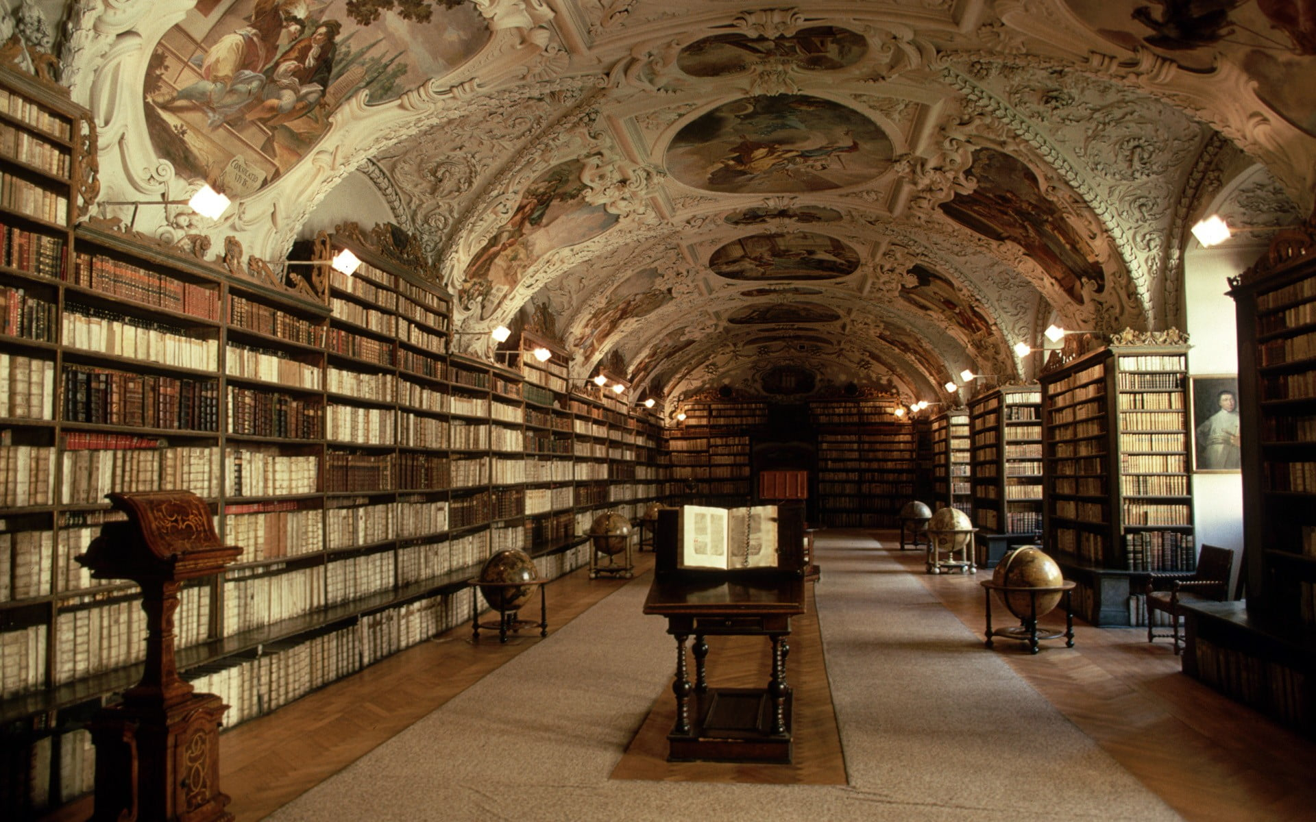 Library interior, books, shelves, globes, Prague, Czech Republic wallpaper • Wallpaper For You HD Wallpaper For Desktop & Mobile