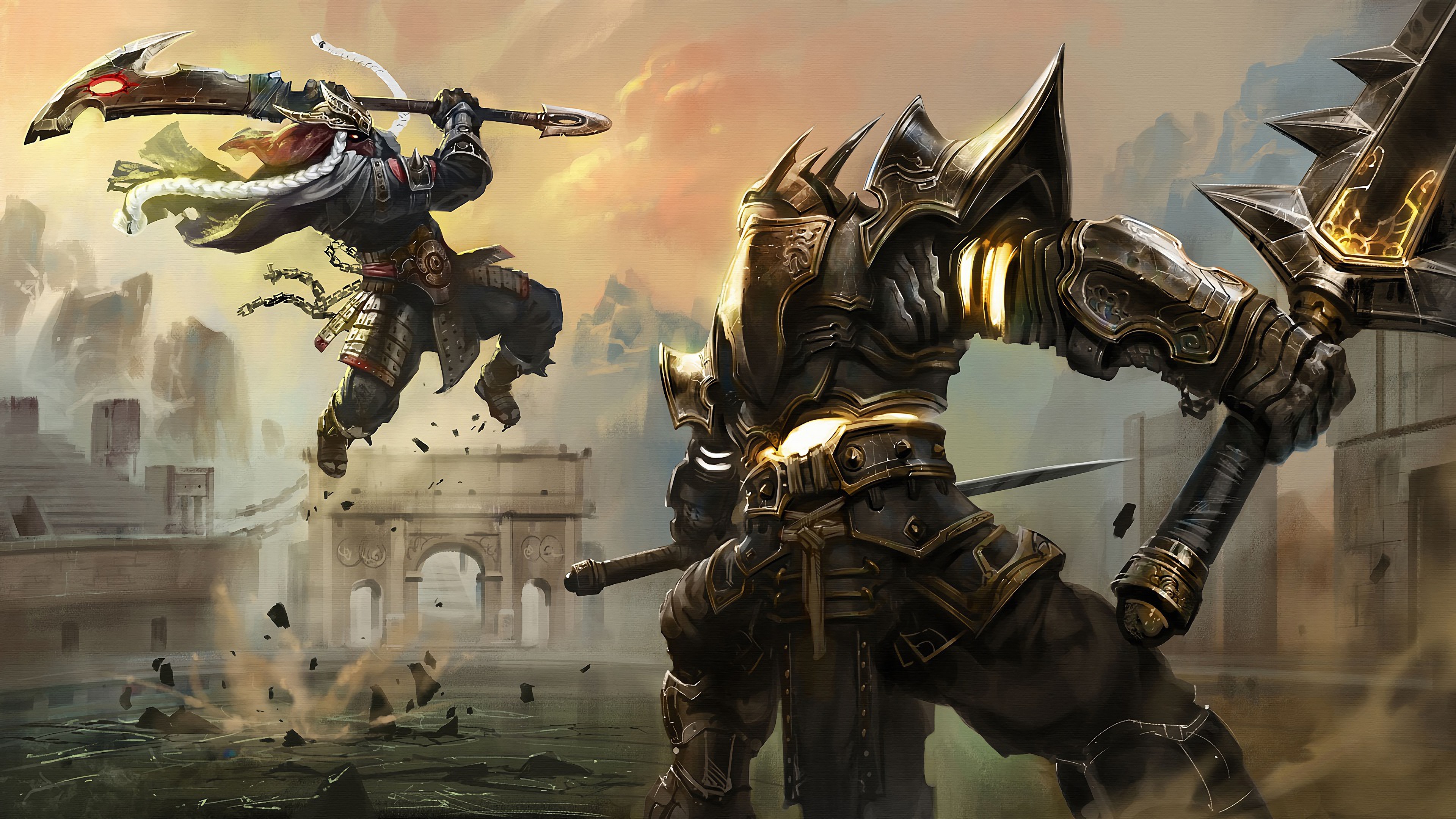 Epic, Battle, Samurai, Knight, Fantasy, 4K, 3840x2160 wallpaper. Mocah HD Wallpaper