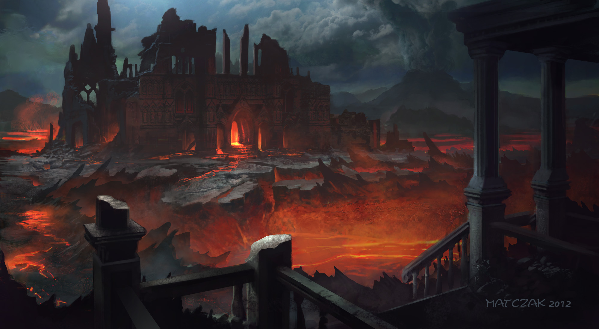 ruins, City, Decay, Dark, Fire, Halloween, Hell Wallpaper HD / Desktop and Mobile Background