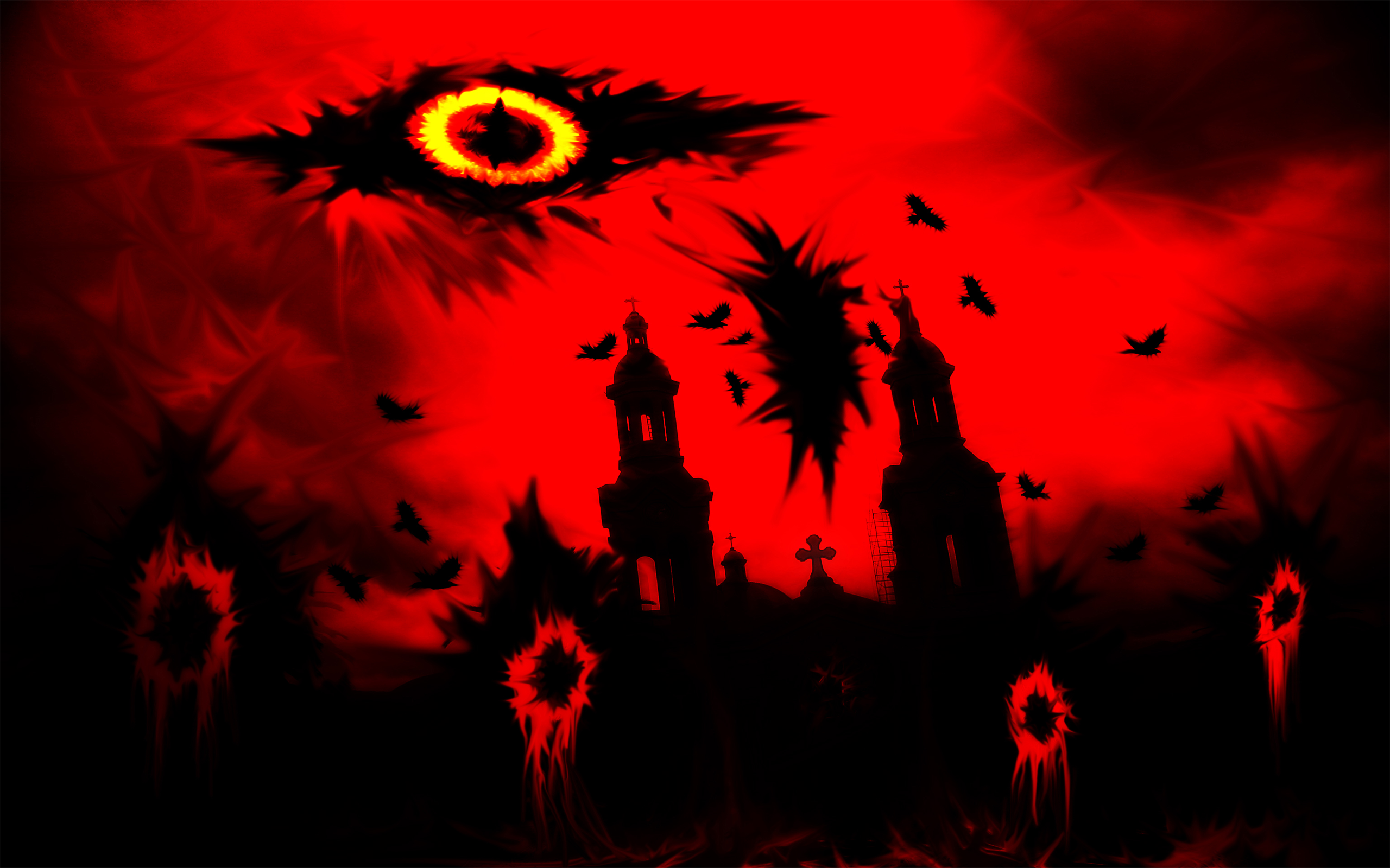 Apocalypse Bird Black Hole Blood Church Dark Eye Hell Susuk Geni Wallpaper:2560x1600