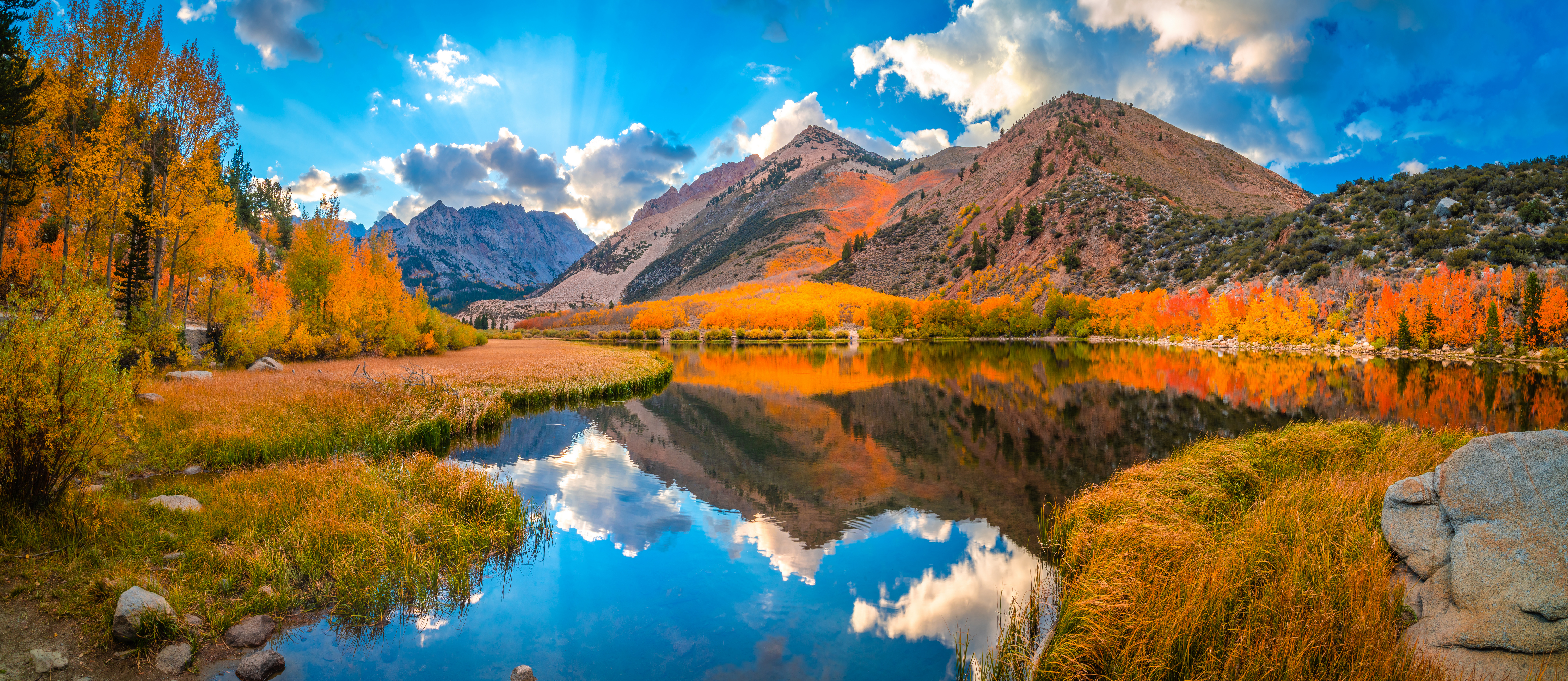 Wallpaper California USA Panorama Nature Autumn Mountains 6144x2670