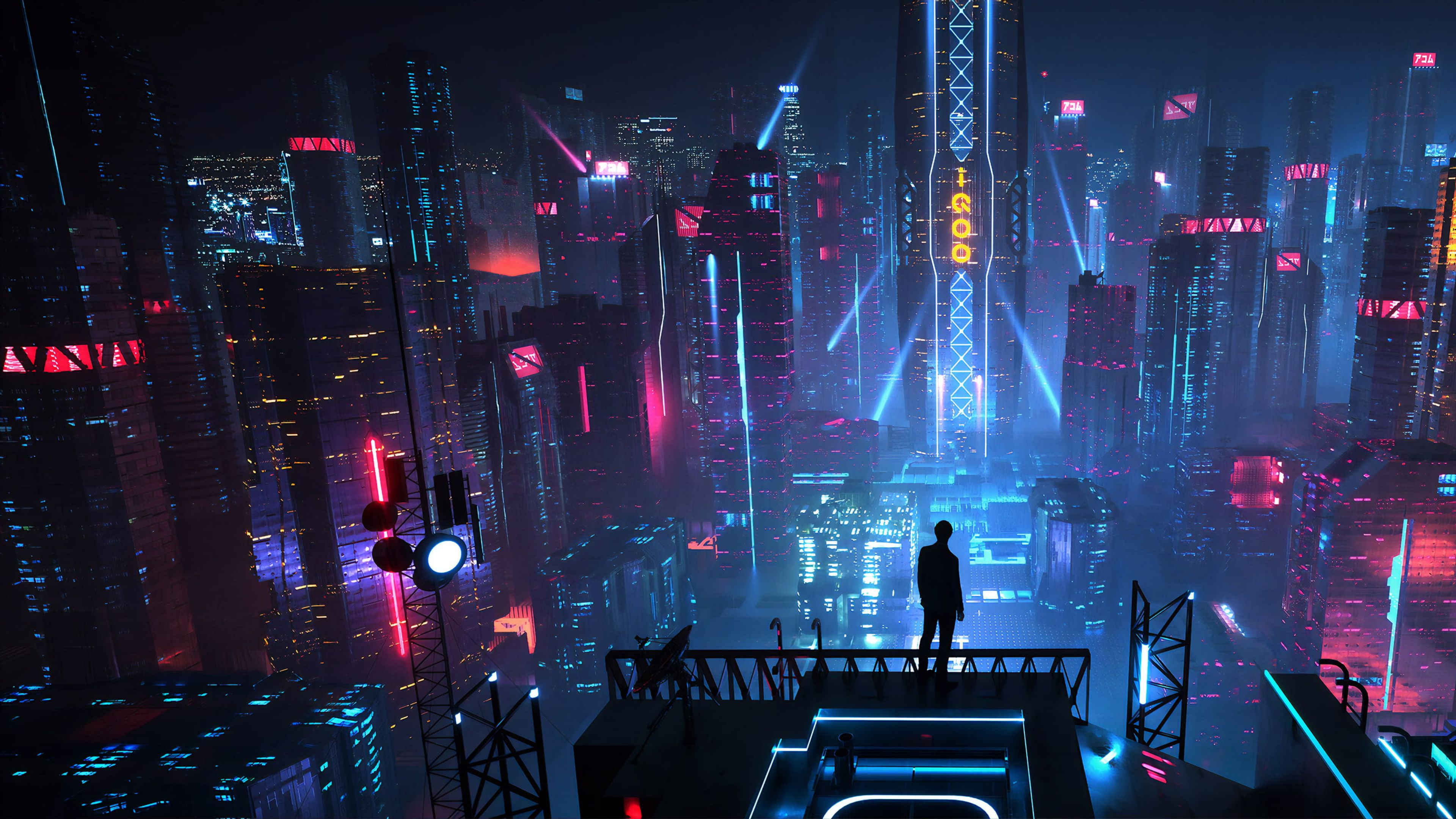 4K Neon City Wallpaper. City wallpaper, Futuristic city, Futuristic