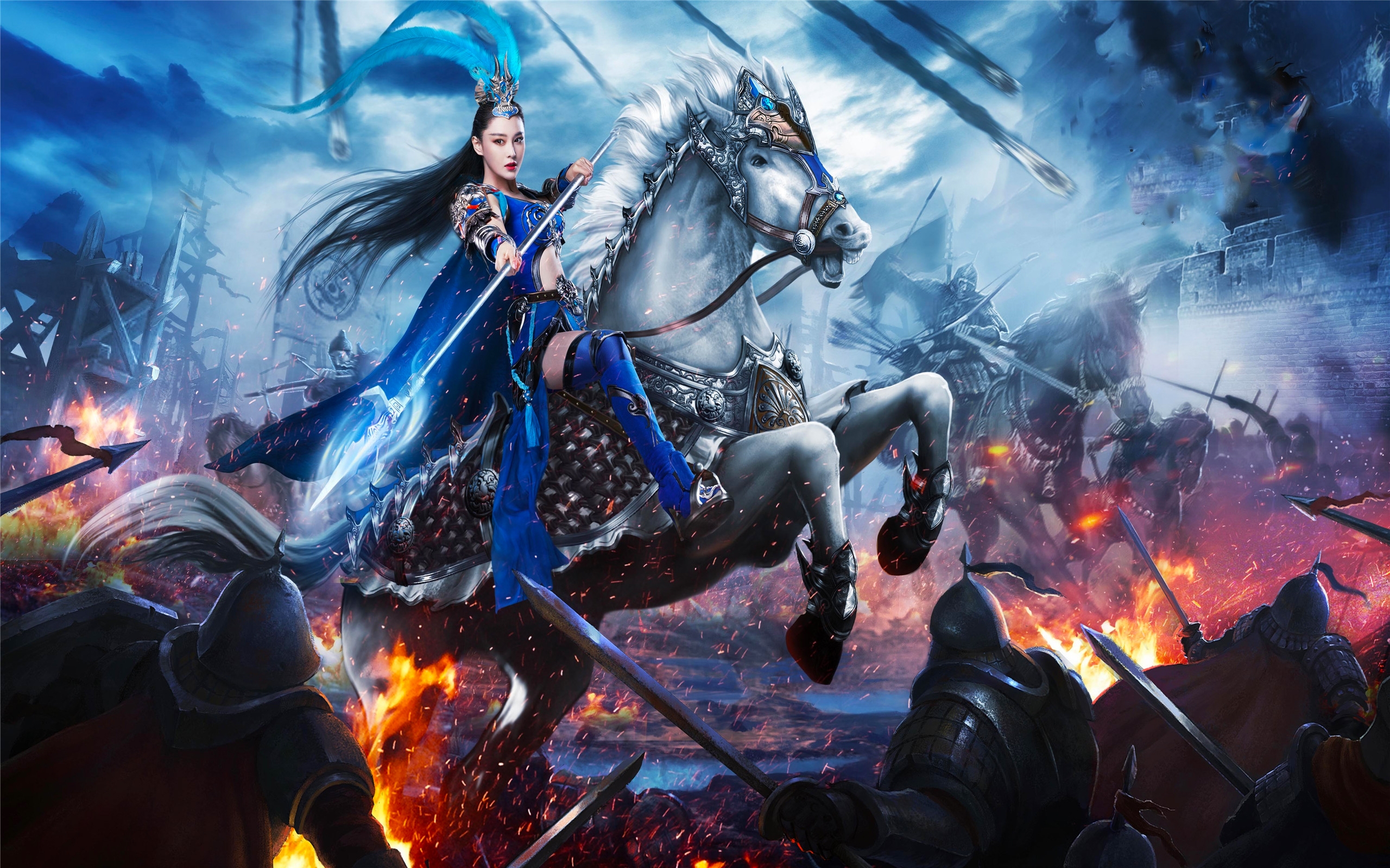 warrior, fantasy, girl, queen, digital, soldiers, woman, art, beautiful, wallpaper